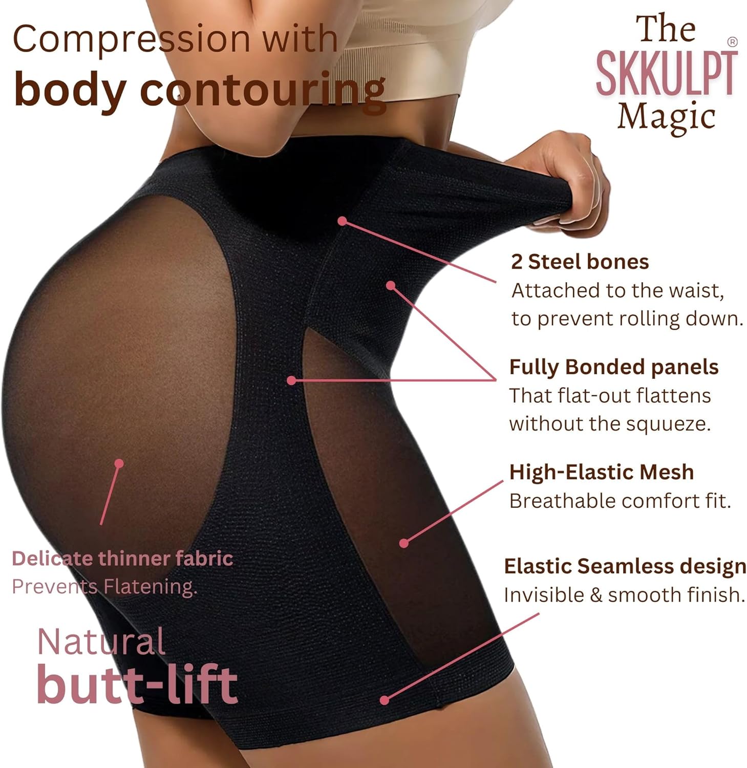 Low Back Shapewear Shorts – Tummy Control, Waist Cincher, Butt Lift, Seamless & Lightweight – For Low-Cut Dresses. - Image 5