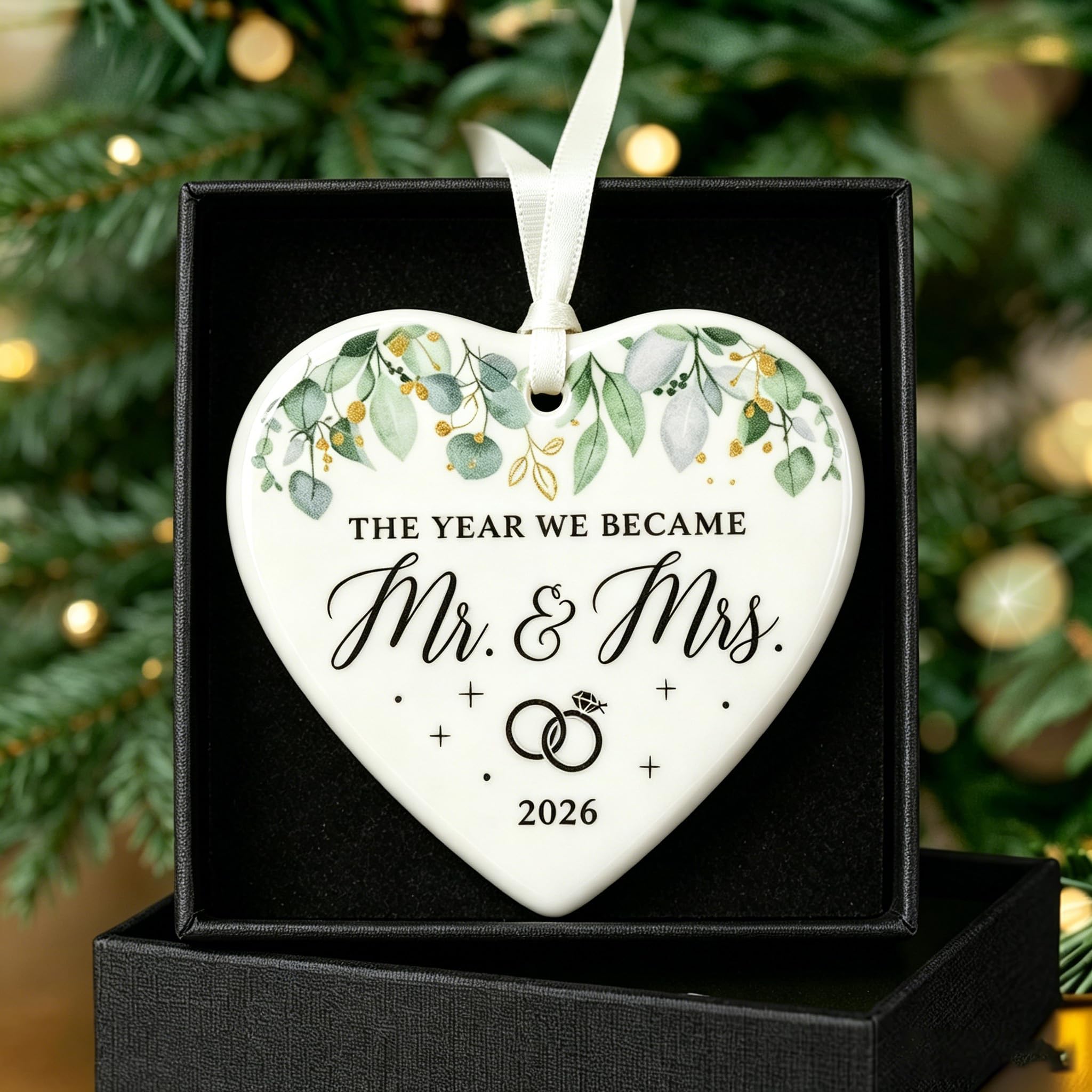 Wedding Gifts Mr And Mrs Gifts Engagement Gift for Couples Anniversary Wedding Gift for Couple Personalised Heart Ceramic Plaque Keepsake Congratulations for Newly Engaged Ornament christmas 2026