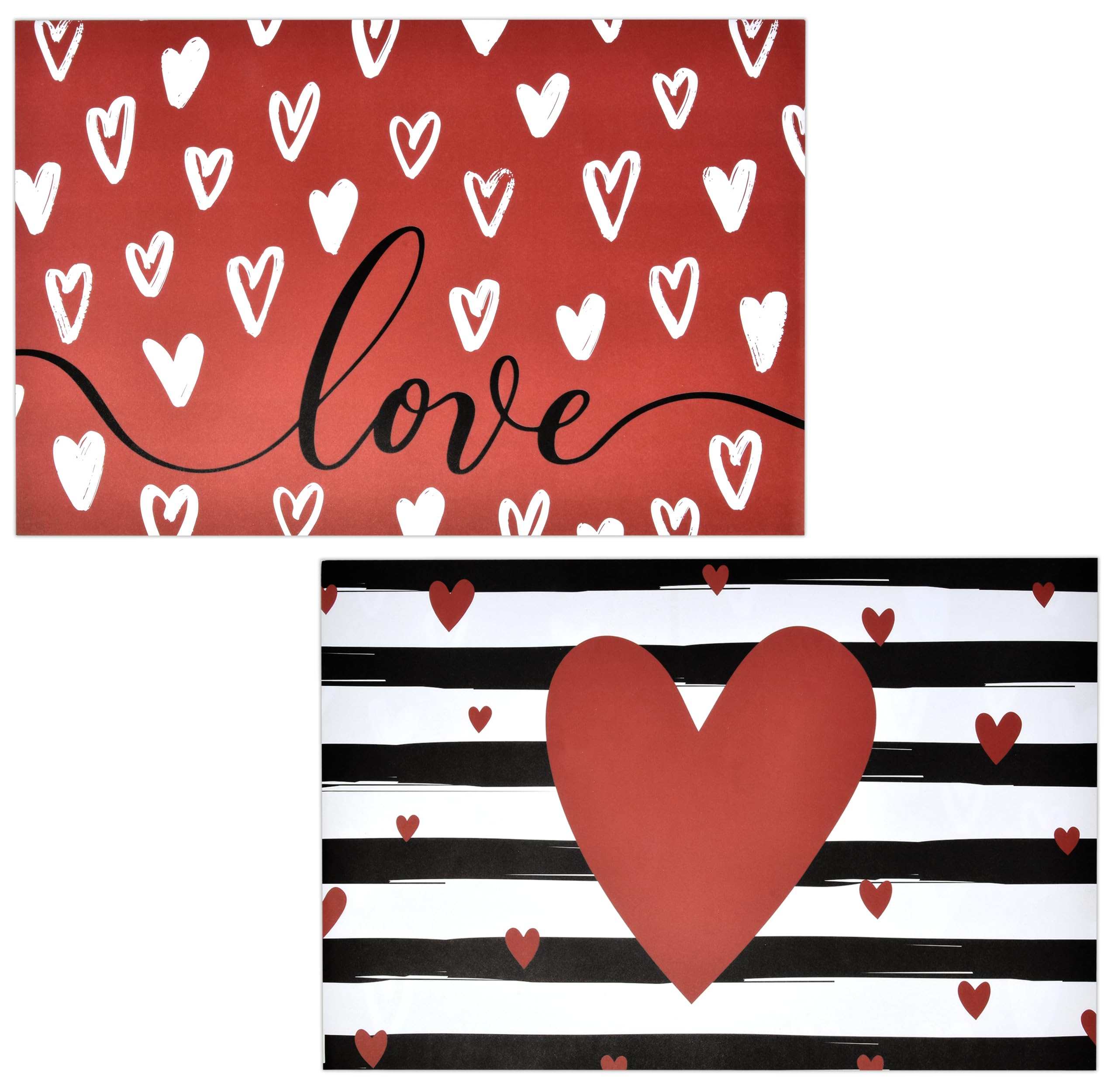 Gift BoutiqueDisposable Valentine's Day Paper Place Mats 50 Pack 11" x 17" Valentine Red Heart Love Table Mat for Valentines Hearts Table Setting Wedding Dinner Table Party Decorations Double Sided