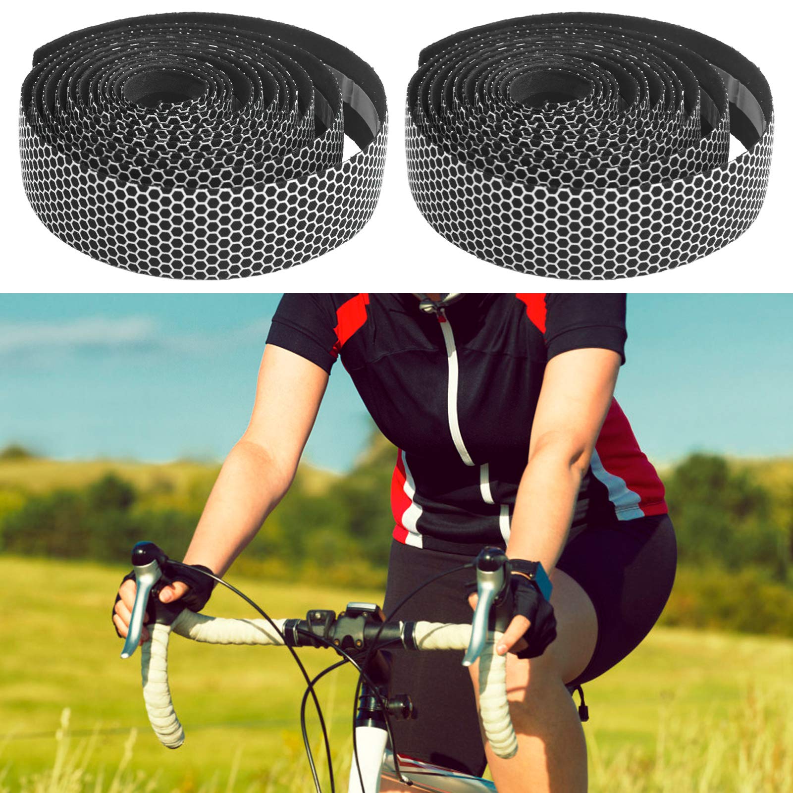 Taśmy na kierownicę roweru szosowego, 2 rolki na antypoślizgowych taśmach amortyzujących, taśma antypoślizgowa na kierownicę do roweru rowerowego