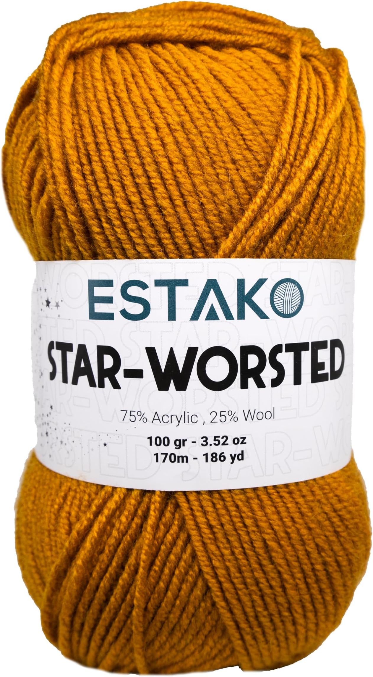 Estako Star-Worsted Yarn - 75% Acrylic 25% Wool - Soft Medium Weight #4-100g (3.52oz) - 170m (186yds) - Crochet & Knitting Yarn (42061 - Dark Yellow)