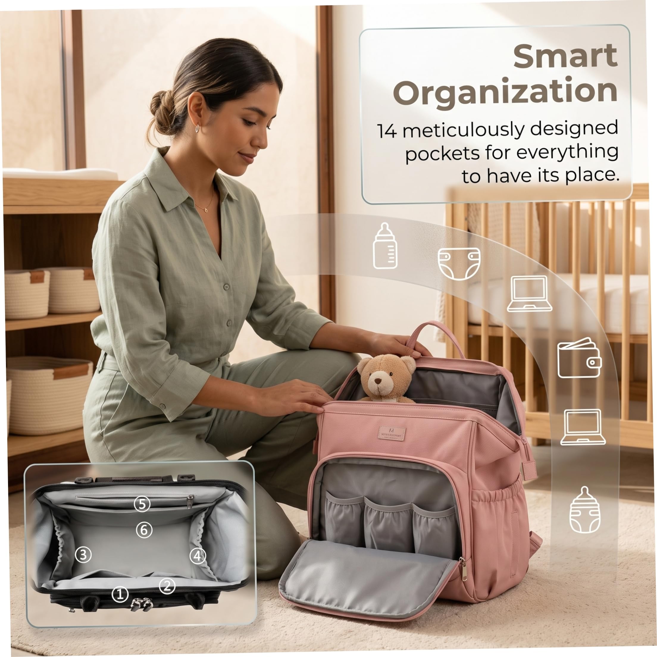 Sac fourre-tout à couches, sac à dos étanche de capacité