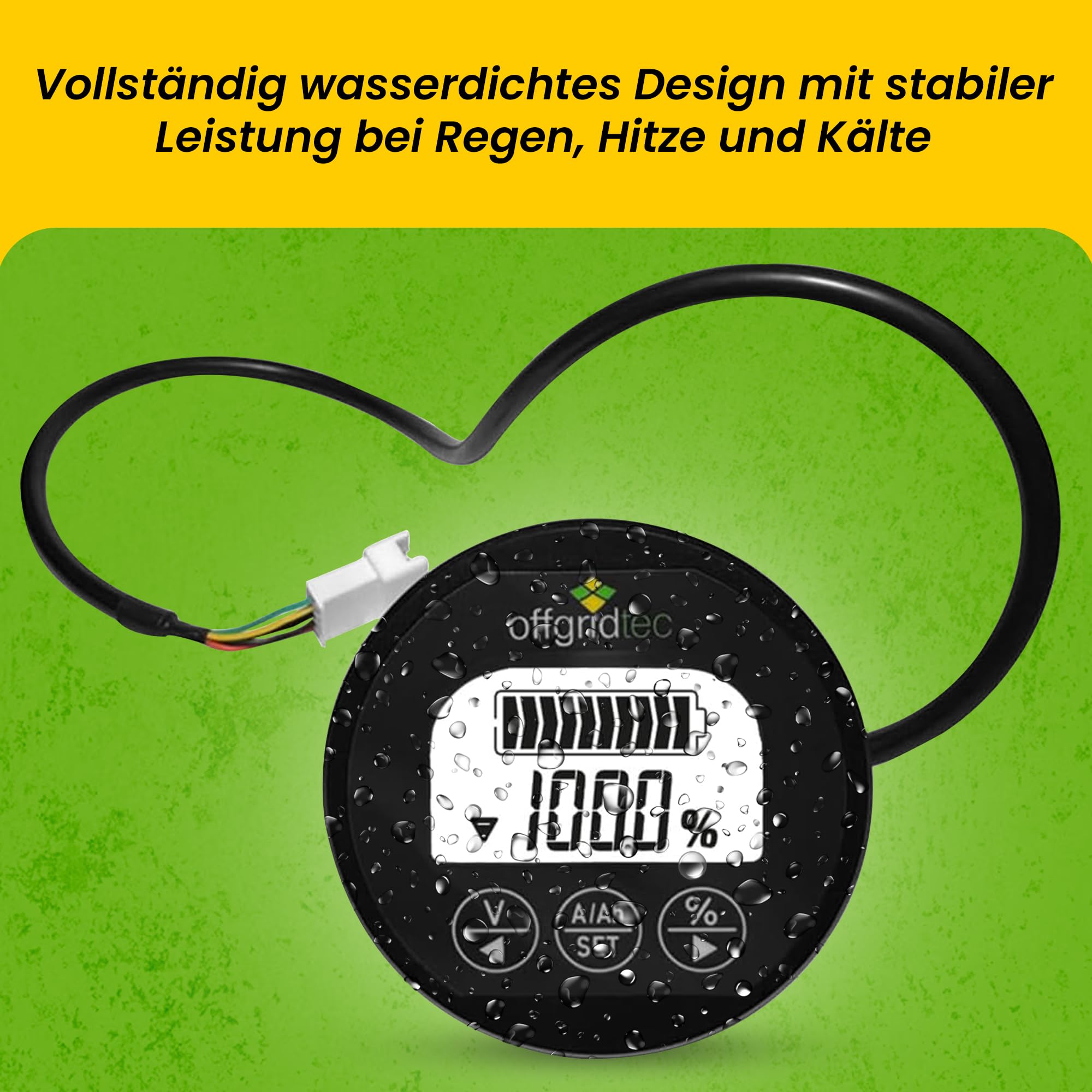 Offgridtec Shunt 350A Batteriemonitor, 8V-120V, Hochpräzise Spannung- und Stromanzeige, Echtzeit Akkuüberwachung, Speicherfunktion bei Stromausfall, mit Hintergrundbeleuchtung, Schwarz