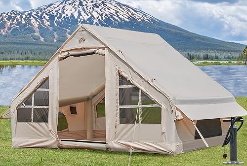 Miniatura 8 de Inflatable Tents for Camping with Stove Jack, 2/4/6/8 Person Easy Setup Blow Up Tents for 4 Seasons Waterproof Inflatable Camping Tent with Awning,