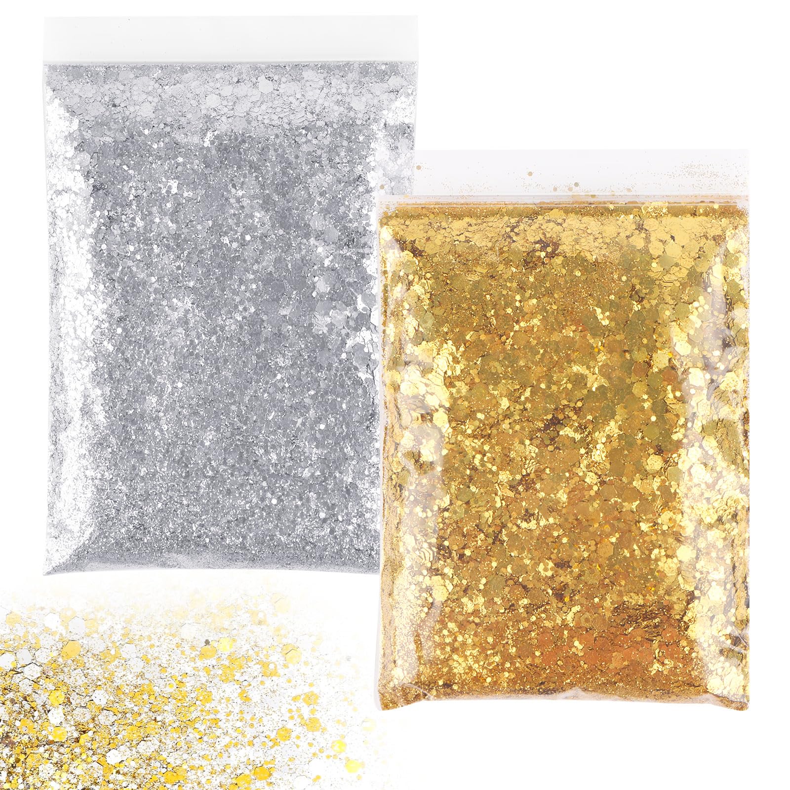 100g Glitzerpulver Bastelset – Gold & Silber Glitzer Für Nägel, Make-up, Karten & DIY-Projekte