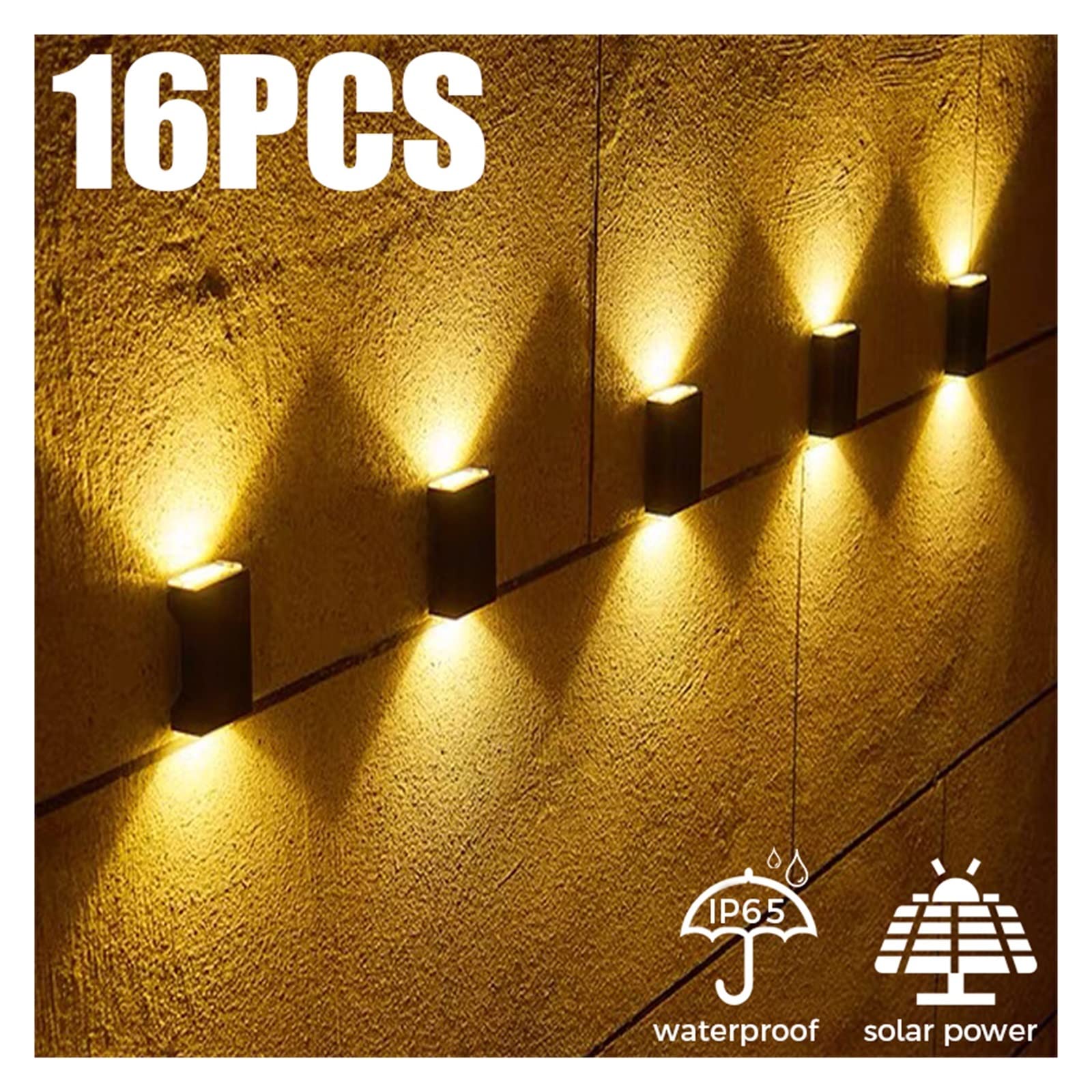 1/8/10 Uds LED Lámpara De Pared Solar Exterior Impermeable Arriba Y Abajo Iluminación Decoración Jardín Luces Solares Cerca Escaleras Luz Sensor De Movimiento(10Pcs Warm Lamp)