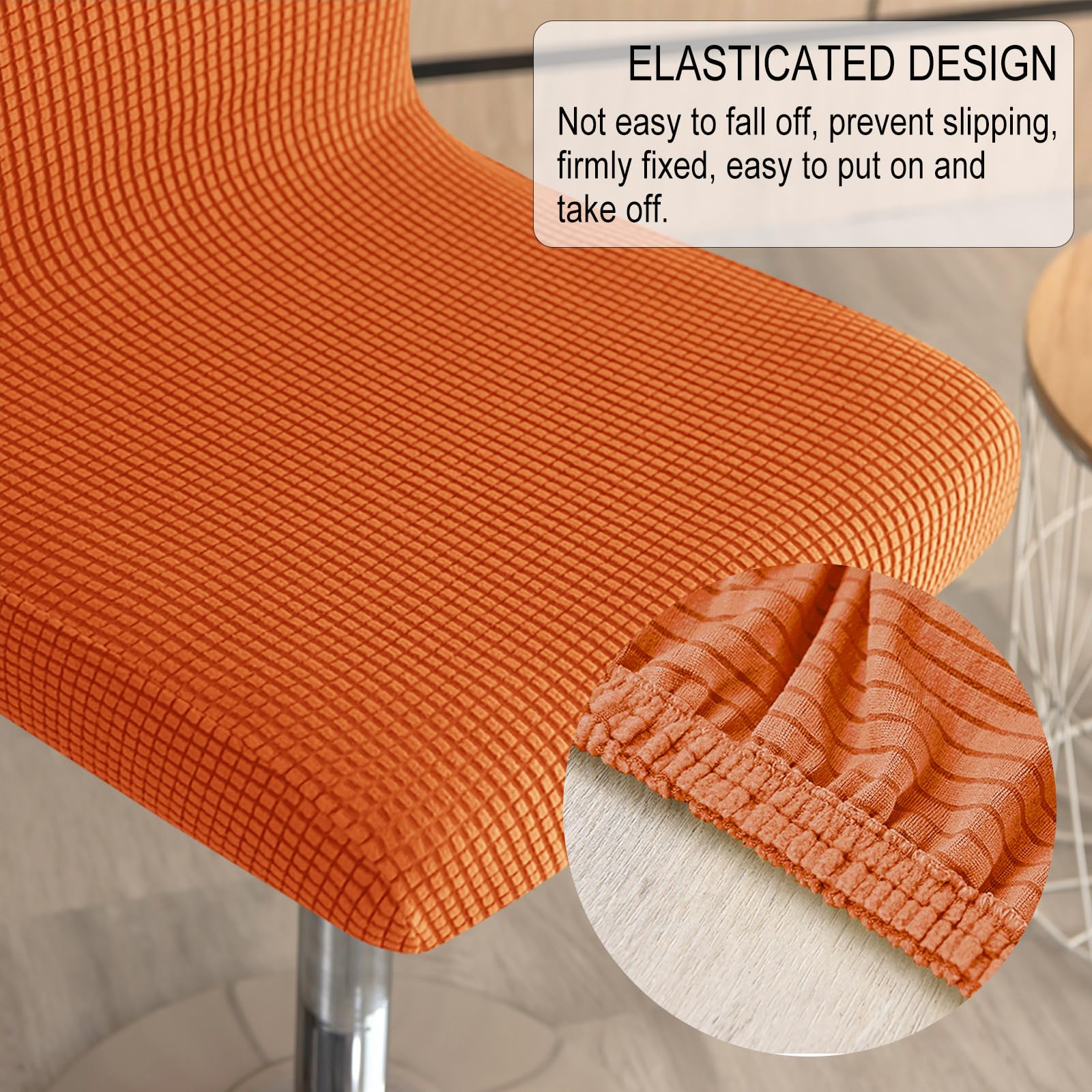 Fundas para taburetes de bar, fundas protectoras de tartán para sillas laterales de altura elástica, fundas protectoras lavables para taburete de bar (naranja, 8 piezas)