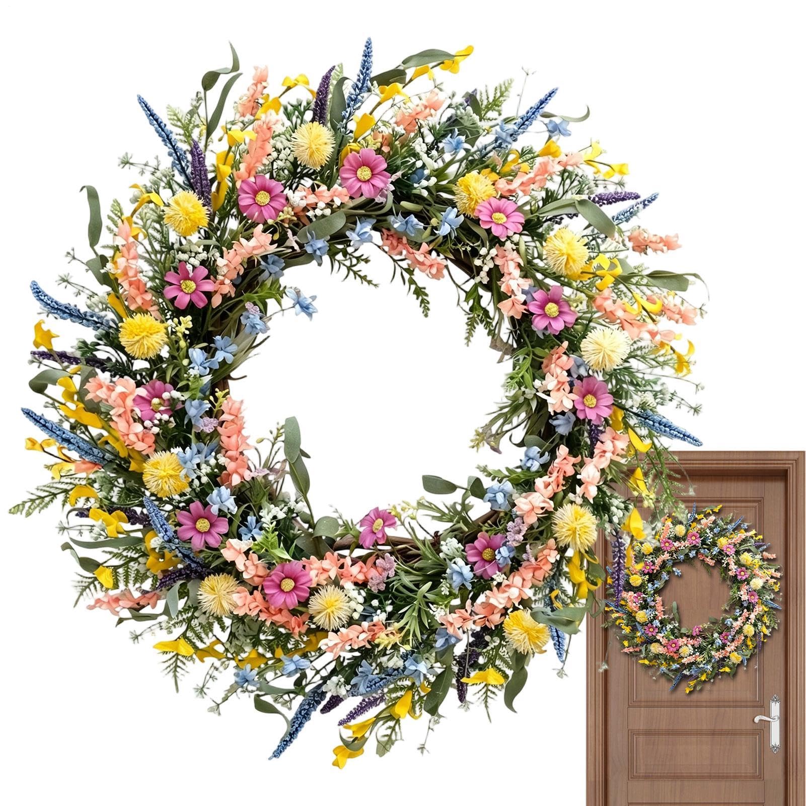 Ghirlanda Margherite, Lavanda Artificiale Realistica Vivace | Ghirlanda porta rustica con fiori di lavanda Per Ingresso Corridoio Salotto Camera Da Cucina Giardino