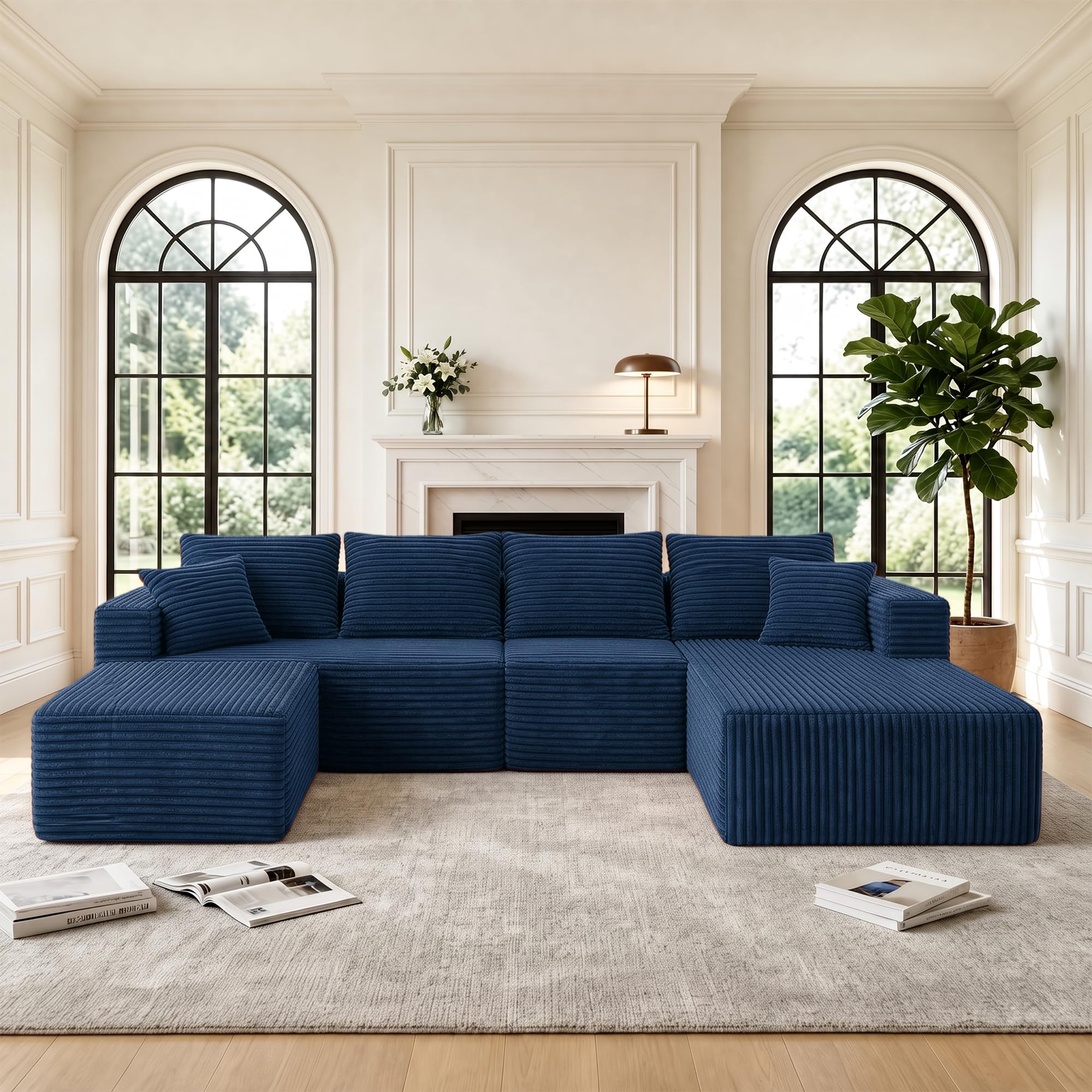 118 Inch Oversized U-Shaped Boneless Cloud Sectional Couch