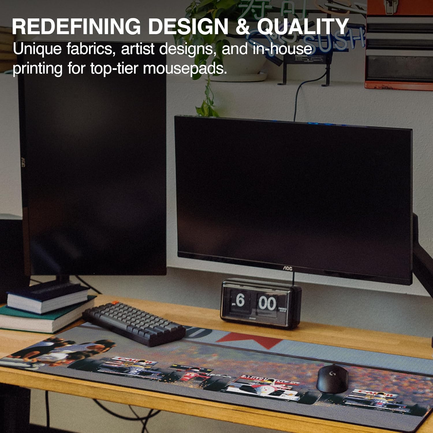 MPCO. Racing Series Large Gaming Mouse Pad -36" x 17" Aeroglyde Fabric Hungarian GP, 91 Gaming Desk Mats - Non-Slip, Washable, Mat for Computer Desk, Smooth Glide for Precision Gaming & Work