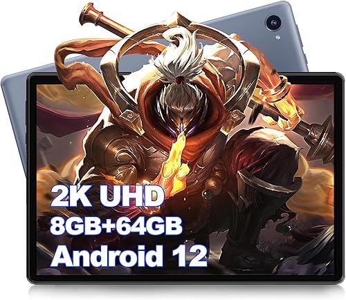DUODUOGO Tablet de 10 pulgadas de 8 GB + 64 GB de expansión de 1 TB, procesador Octa-Core 2.0GHz, tableta Android 12 con funda, WiFi, pantalla FHD