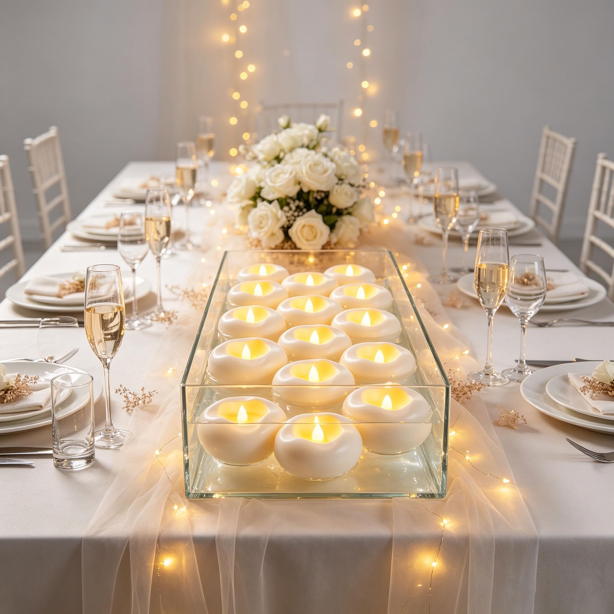 24 Pièces Bougies Flottantes LED à Activation par Eau, Piles CR2032 Incluses, Sans Flamme pour Décoration Maison & Fête