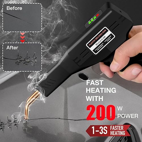 Miniatura 4 de Soldador de plástico inalámbrico de 200 W, kit de soldadura de plástico con 1200 grapas calientes de 6 Tpyes, herramienta de soldador de plástico de