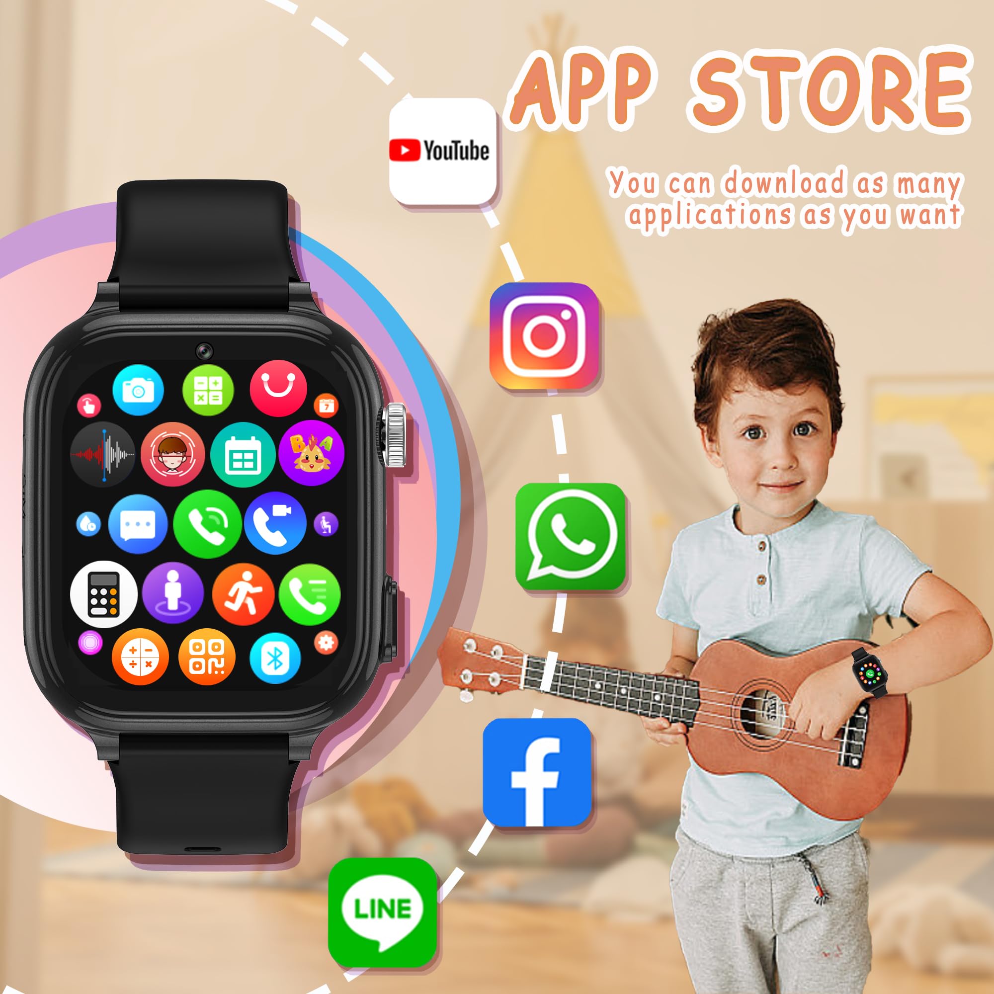 Montre Connectée Enfant 4G Avec Appels Vidéo Et GPS | Localisation, SOS, IP68, Mode École – Cadeau 4-12 Ans