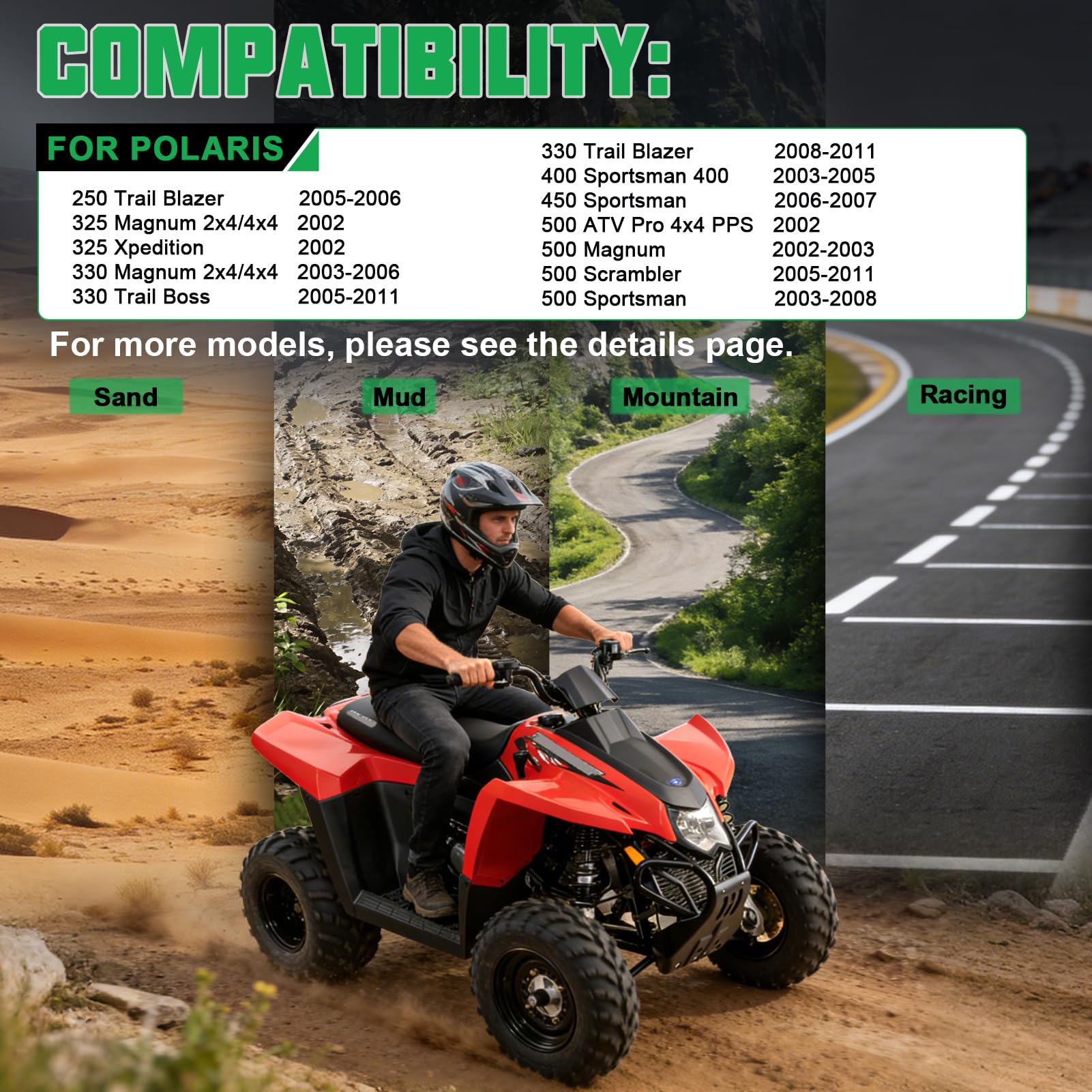 Pastiglie Freno Anteriore Posteriore per Polaris 500 sportsman ho/efi 2003-2008 sportsman 800 efi 2010-2013 sportsman 570 efi 2011-2018 500 scrambler 2x4 4x4 2005-2012