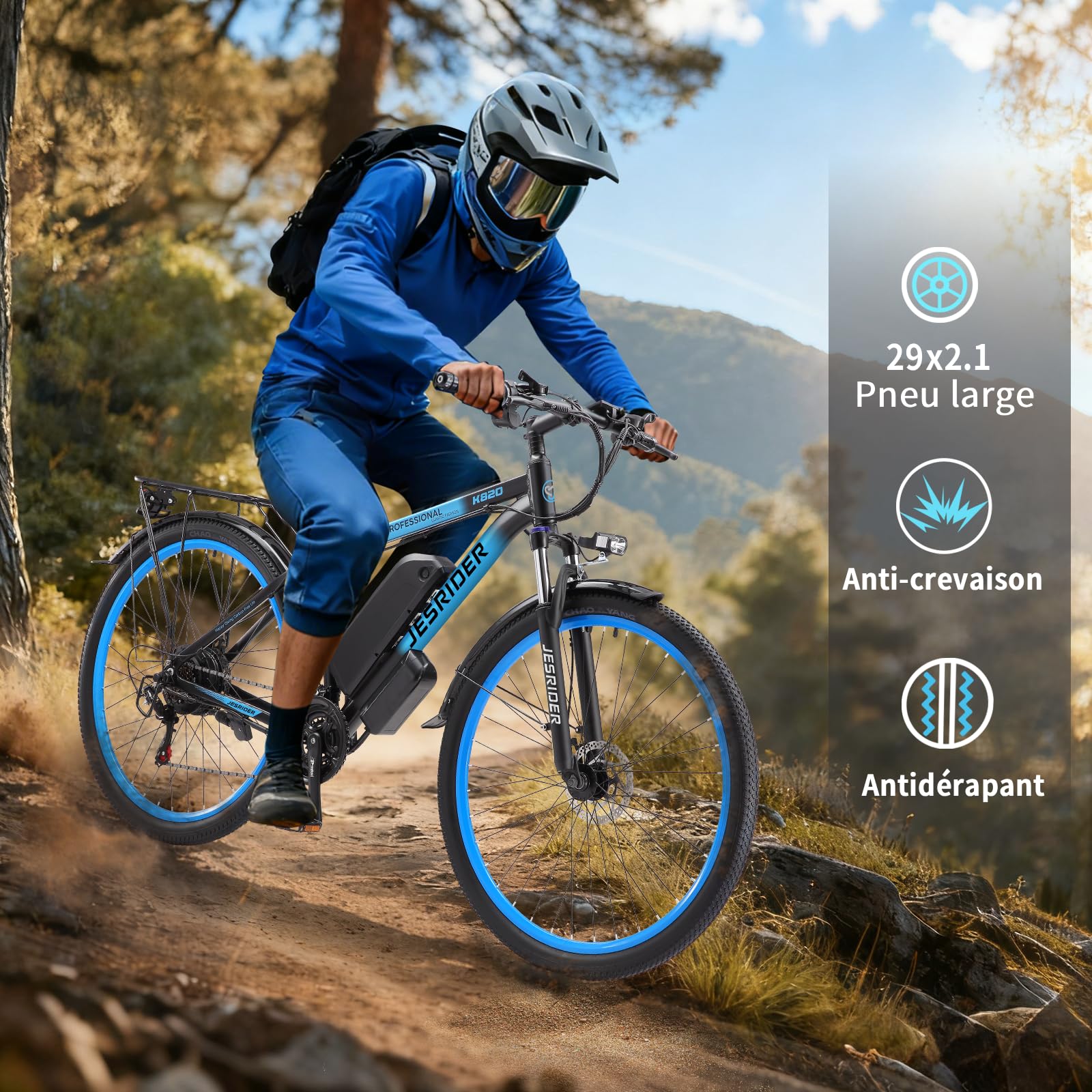 Vélo Électrique Homme Femme, Batterie Amovible 48V 20Ah Autonomie Jusqu'à 100 km VTT Électrique, 21 Vitesses avec écran LCD, Double Disque, 29x2.1 Trajets Quotidien