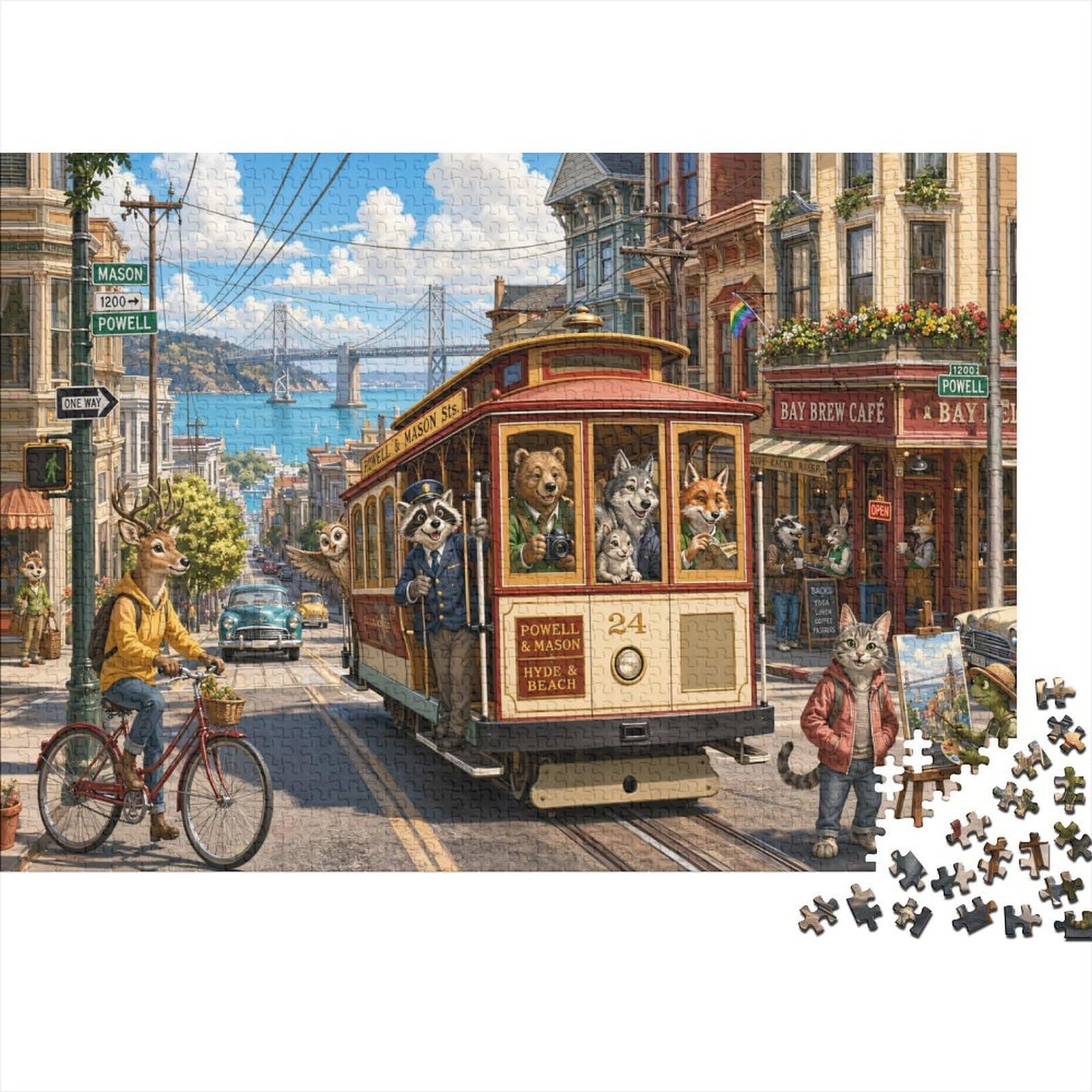 San Francisco Hyde Street Jigsaw Puzzle 1000 Pieces, Indoor Hobby Game