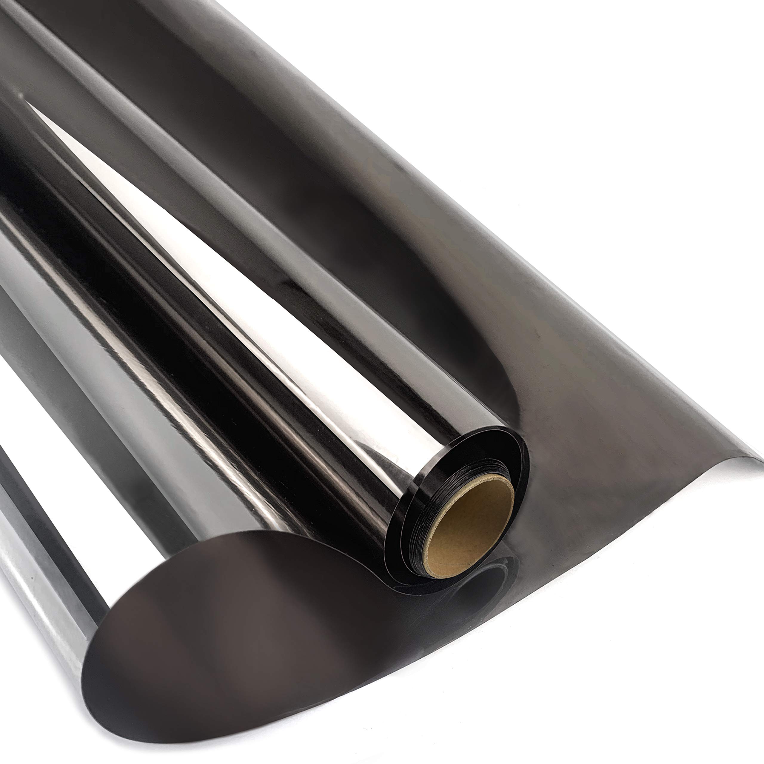 WAENLIROne Way Window Privacy Film, Anti UV Heat Control Static Cling Mirror Reflective Window Tint for Home Office Daytime Privacy, Non adhesive (Black Sliver, 90x200 cm)