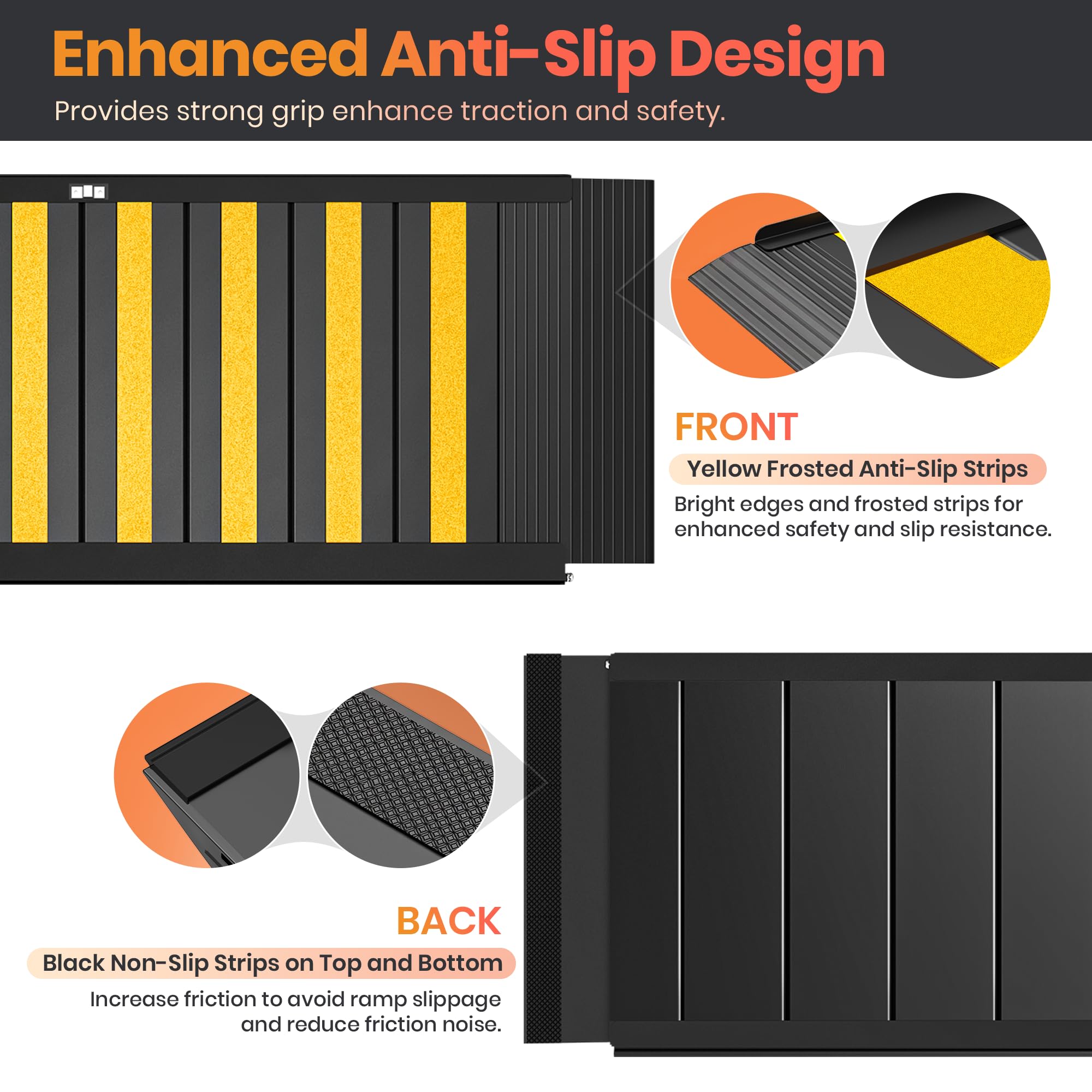 Rampa portátil de 3 pies para silla de ruedas con asa, rampas de aluminio antideslizantes para sillas de ruedas para el hogar, rampa plegable para sillas de ruedas para discapacitados, para