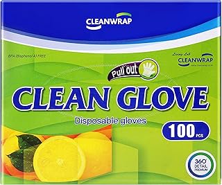Cleanwrap Disposable Gloves 100Piece, LDPE, BPA FREE, Transparent glove, Food handling, Safe glove, Household Gloves, Household Cleaning Gloves, Food gloves, Disposable gloves
