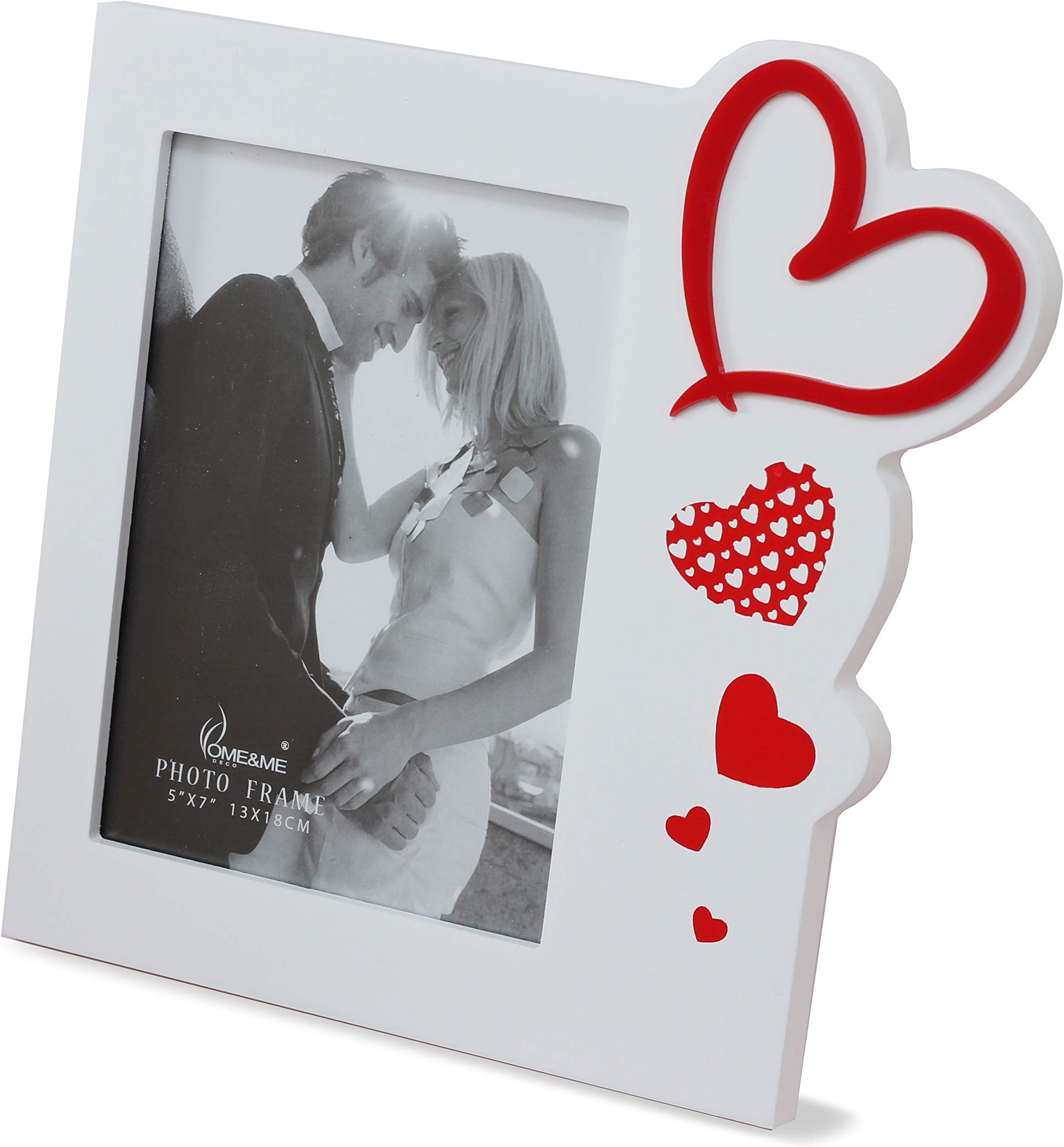 Zymise Talented 5x7 Wooden Photo Frame in White with Hearts in Red, I Love You, Contemporary, Perfect for Mother's Day, Birthdays or Anniversaries. Picture Size 5x7 (RED Hearts, 5 x 7)?