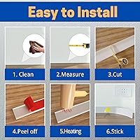 Vista 7 de COUKIU Moldura Flexible para Zócalo, 3 Pulgadas x 40 Pies Base de Pared de Vinilo Autoadhesiva Base Cove, Moldura de Base de Pared de Goma