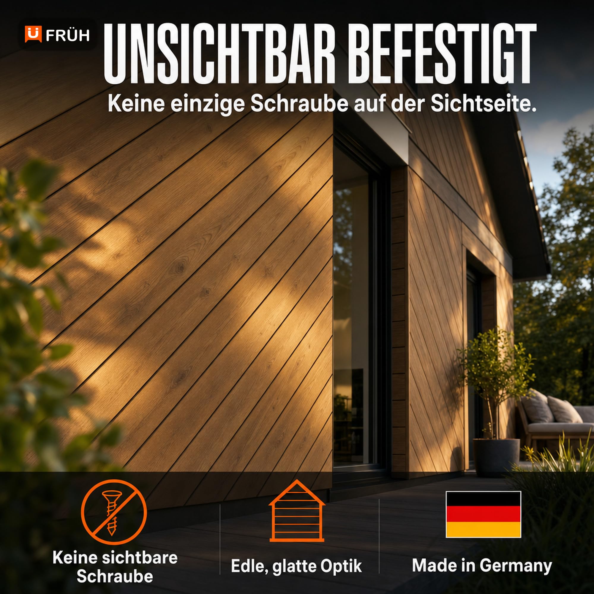 FRÜH Pan-Clip Rhombusleisten Befestigung 60-75 mm, Fassadenclip für Rhombus und Parallelogramm Profile, 250 Stück inkl. Schrauben