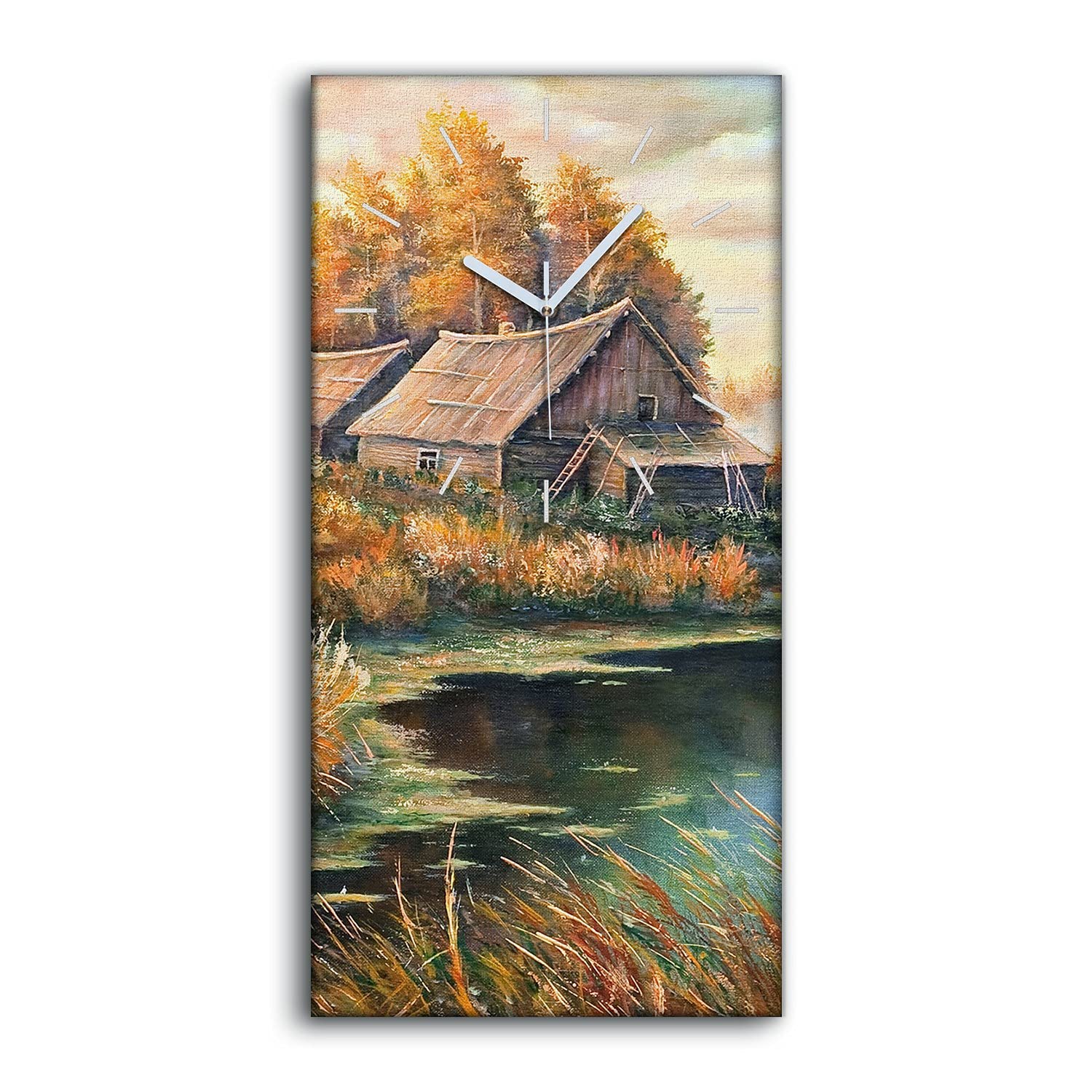 Horloge sur toile nature forêt 30x60cm de salon Coloray