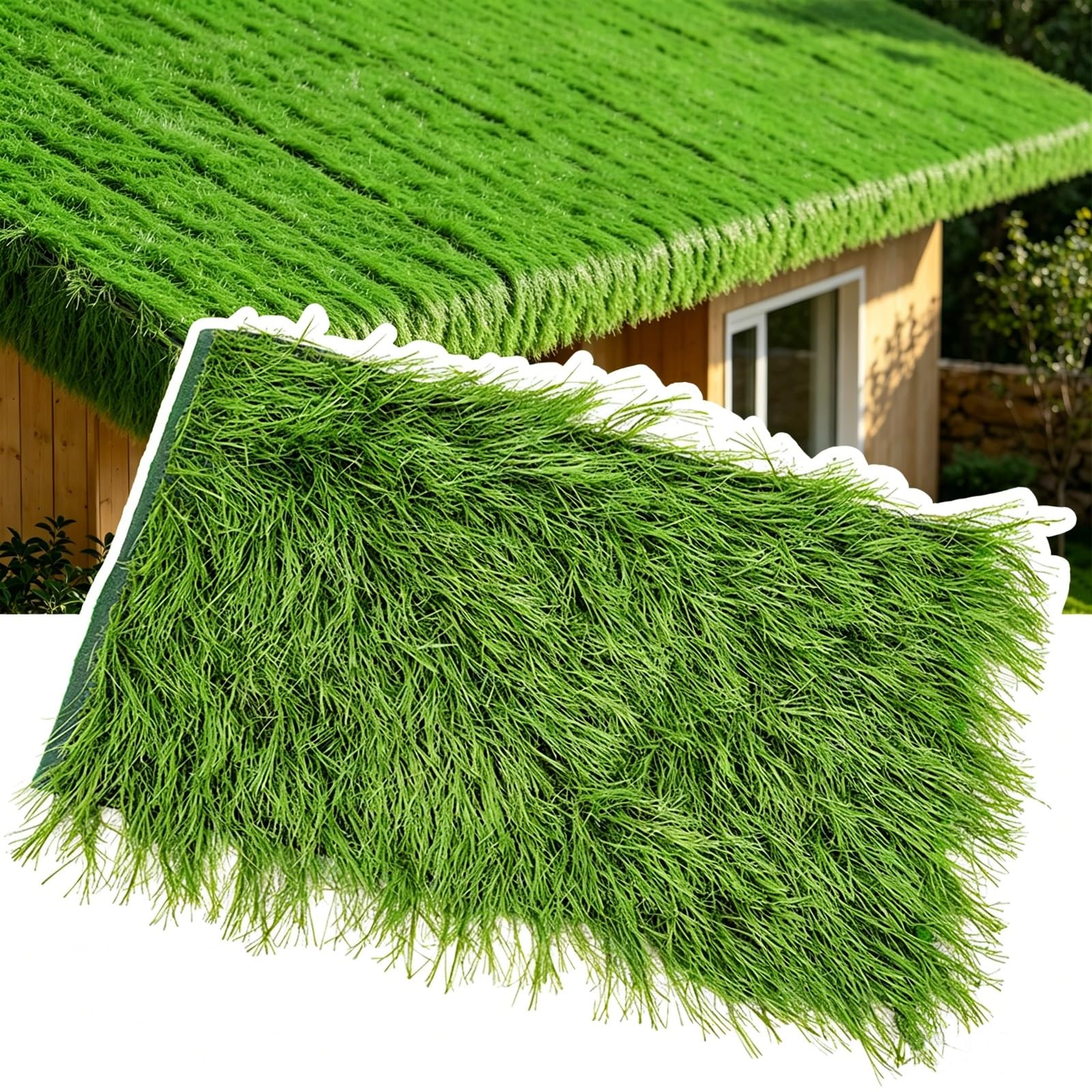 ZzERTE Fireproof Synthetic Palm Thatch Roll,Mexican Artificial Green Palm Straw Roll,Artificial Thatch Grass Roof,For Hut,Hawaiian Party And Bar Decor(1x12m(39.4x472.4in))