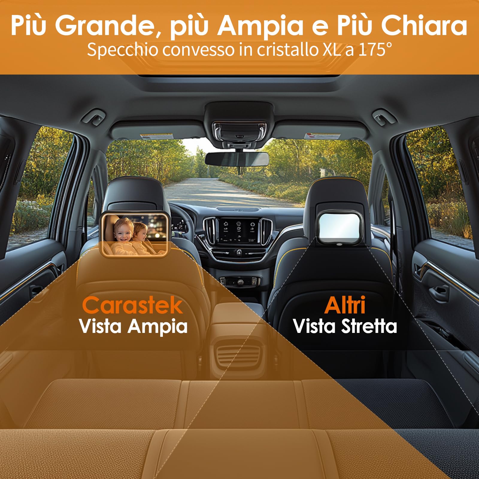 Specchietto Retrovisore Bambini Specchio Auto Bambino con Luce e telecomando 360° Orientabili 100% Infrangibile Specchietto Retrovisore Auto,Specchio Macchina Neonati Sedile Posteriore Ampio Chiaro