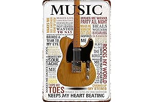 Vintage Music Wall Decor Guitar Metal Signs