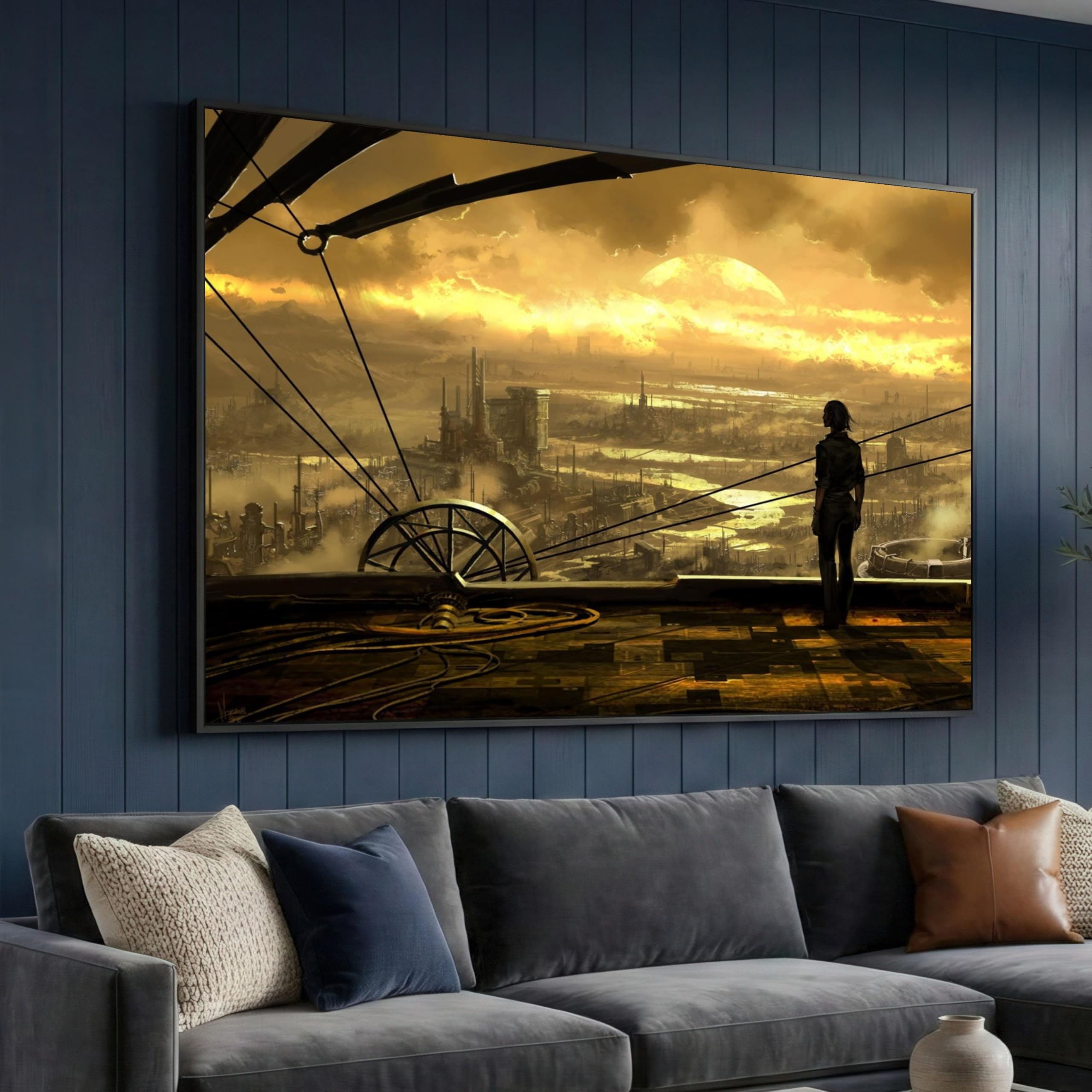 Tableau paysage urbain post-apocalyptique sur toile tendue de qualité - 8