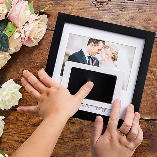 Miniatura 10 de Jinchuan Paquete de 2 marcos de recuerdo con diseño de corazón y kit de tinta, marco de fotos de boda, idea de regalo de despedida de soltera, para