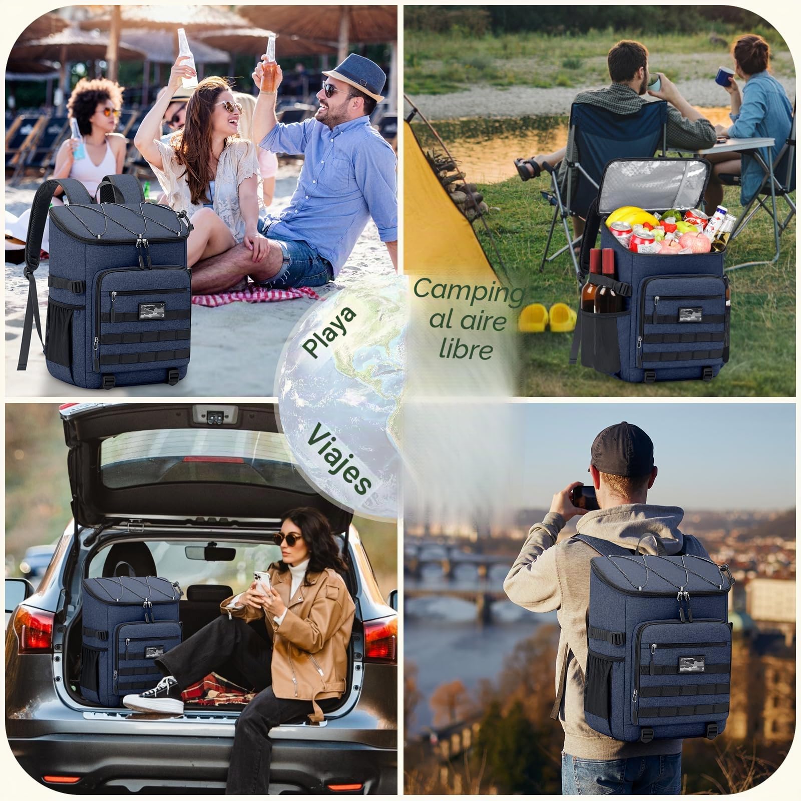 NEWHEY Mochila Térmica 30L Impermeable Almuerzo Gran Capacidad Mochila Nevera Isotermica Bolsa Picnic Duradera y Ligera para Exteriores Trabajo Camping Playa Senderismo