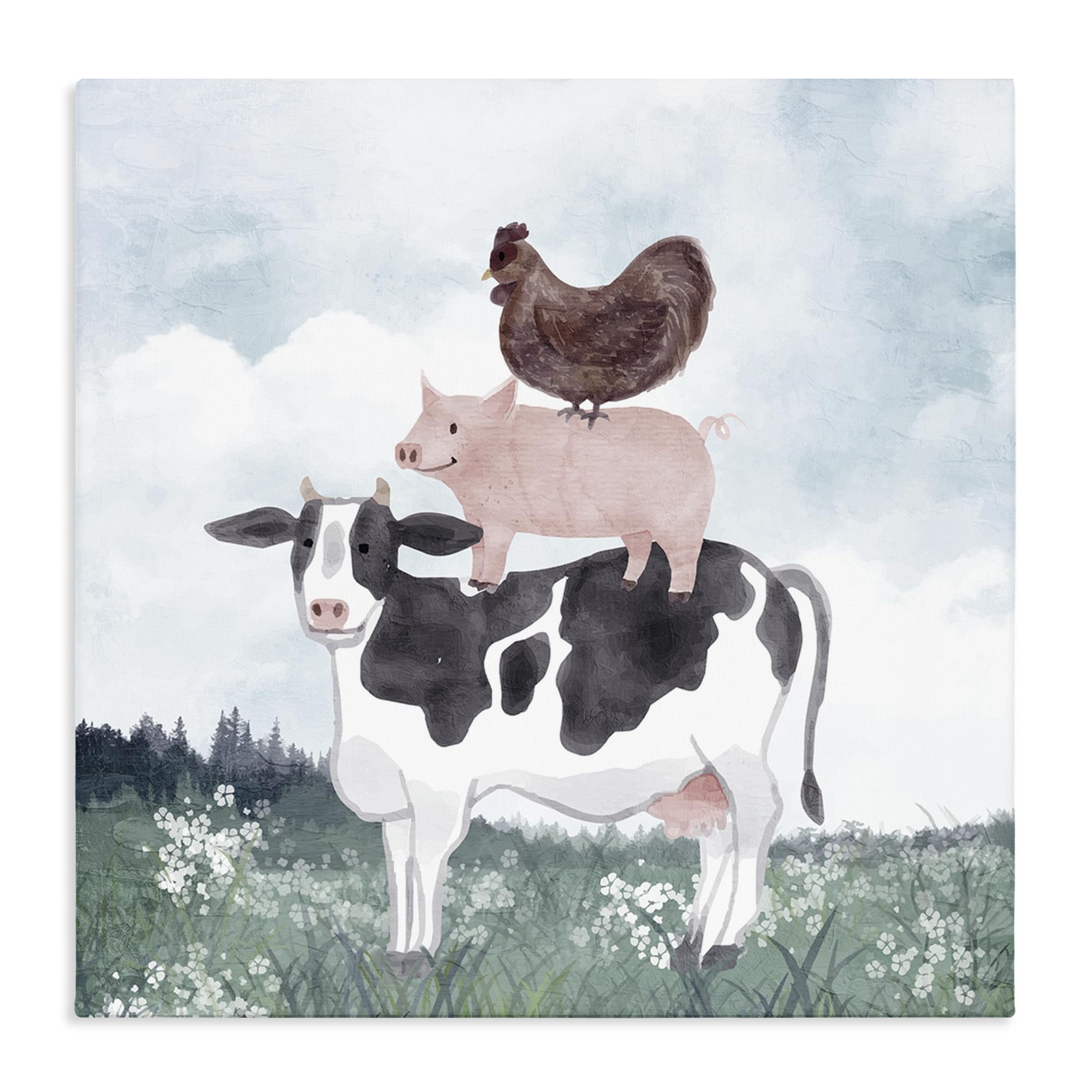 Stupell Industries Unframed Muted Stacked Farm Animals Nursery, 17 X 17 Inch Canvas Wall Art