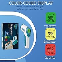 Vista 6 de Elate Termómetro de frente Termómetro digital infrarrojo sin contacto para adultos, niños y bebés con alarma de fiebre Grado médico