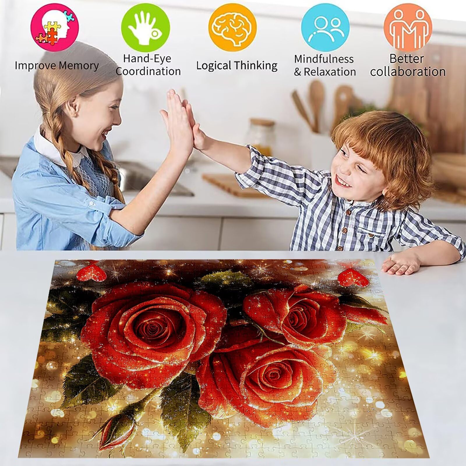 Puzzle 3000 elementów różowe puzzle dla dorosłych miłość 122 x 81 cm unikalne rzemiosło klasyczne drewniane układanka 3D do rodzinnych gier aktywnych, układanka do samodzielnego wykonania nawet do