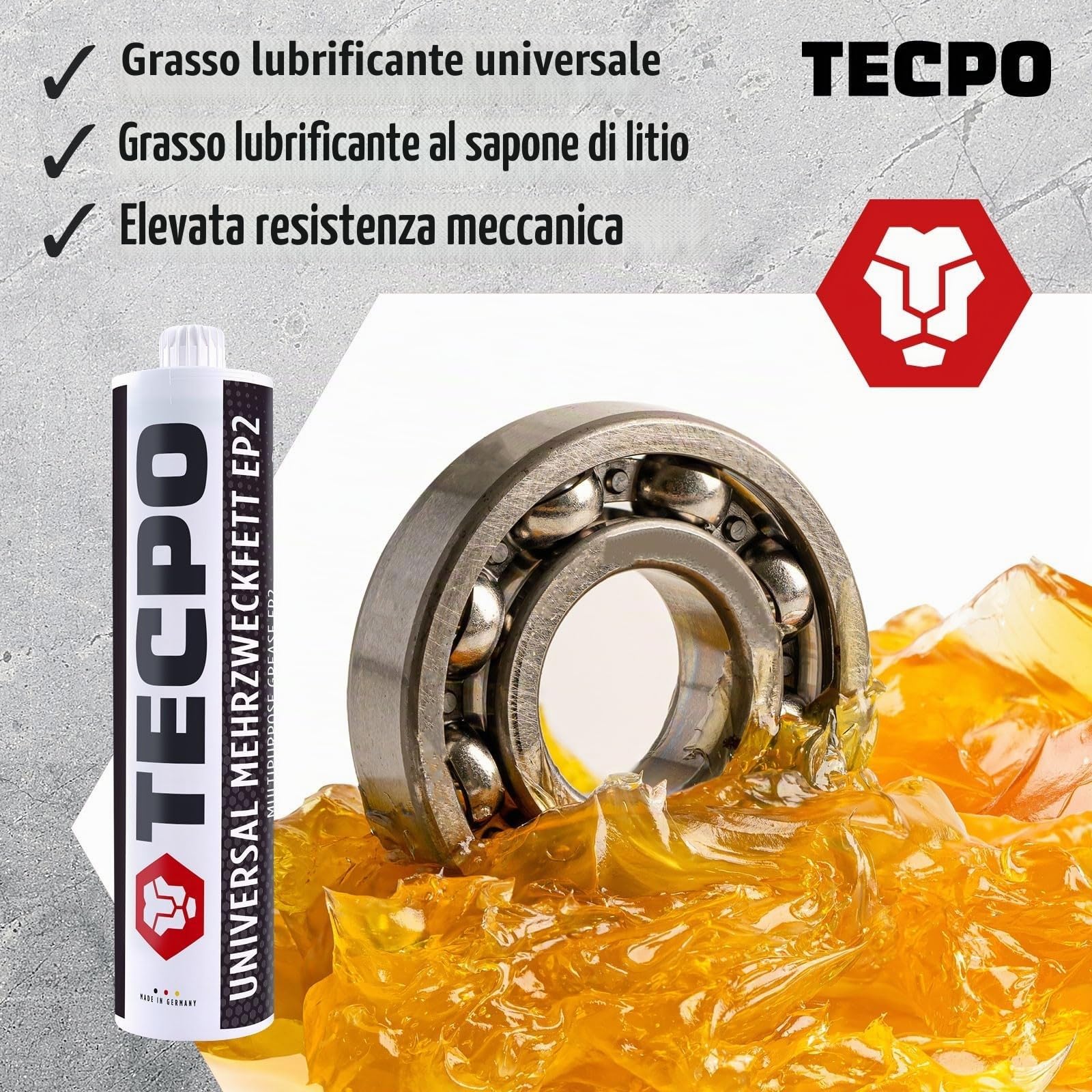 TECPO 12 X grasso universale multiuso 500 g EP2 grasso al litio universale utilizzabile a lungo termine resistente alle alte temperature, cuscinetto a rotolamento, grasso