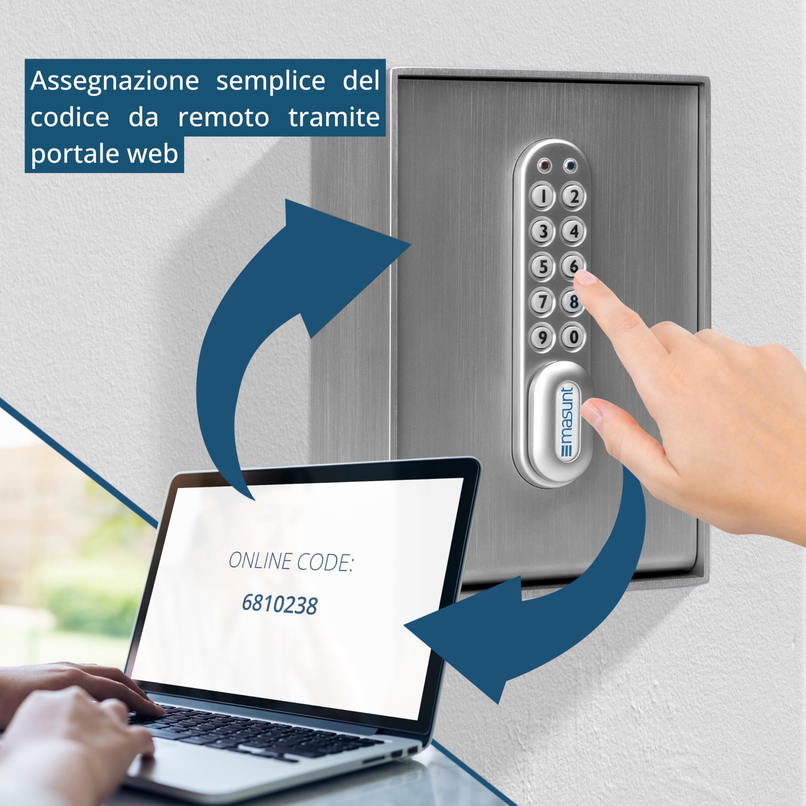 masunt cassaforte per chiavi 2120 E Code | innovativa assegnazione online del codice a distanza | cassaforte elettronica per chiavi in acciaio inox V2A massiccio | massima sicurezza