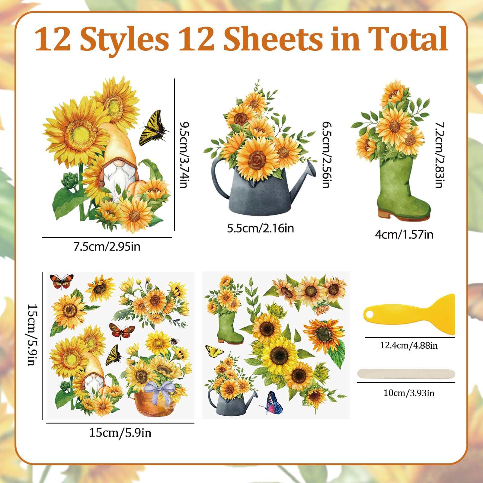 GLOBLELAND 18 Feuilles De Autocollants De Transfert De Fleurs Et D