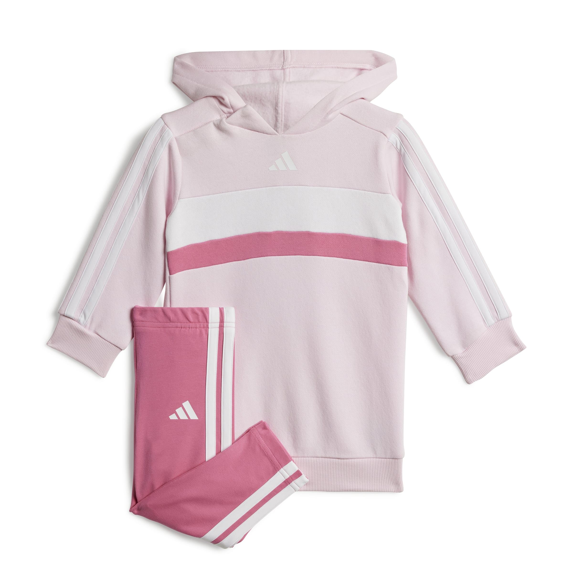 adidas BABY GIRLS KIDS SEASONAL ESSENTIALS TIBERIO 3 STRIPES FLEECE LEGGINGS SET 2-3Y