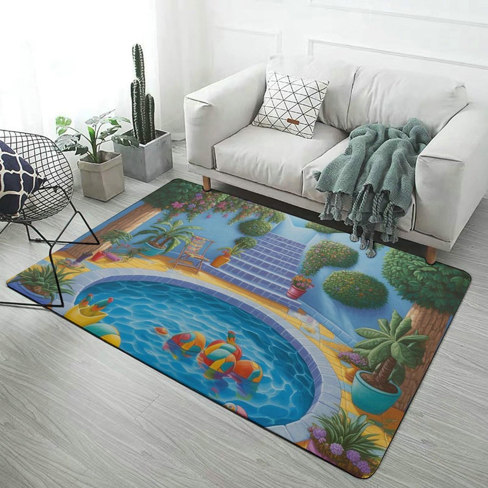 Tapis de sol absorbant 100x152 cm antidérapant flamant rose pour cuisine et chambre