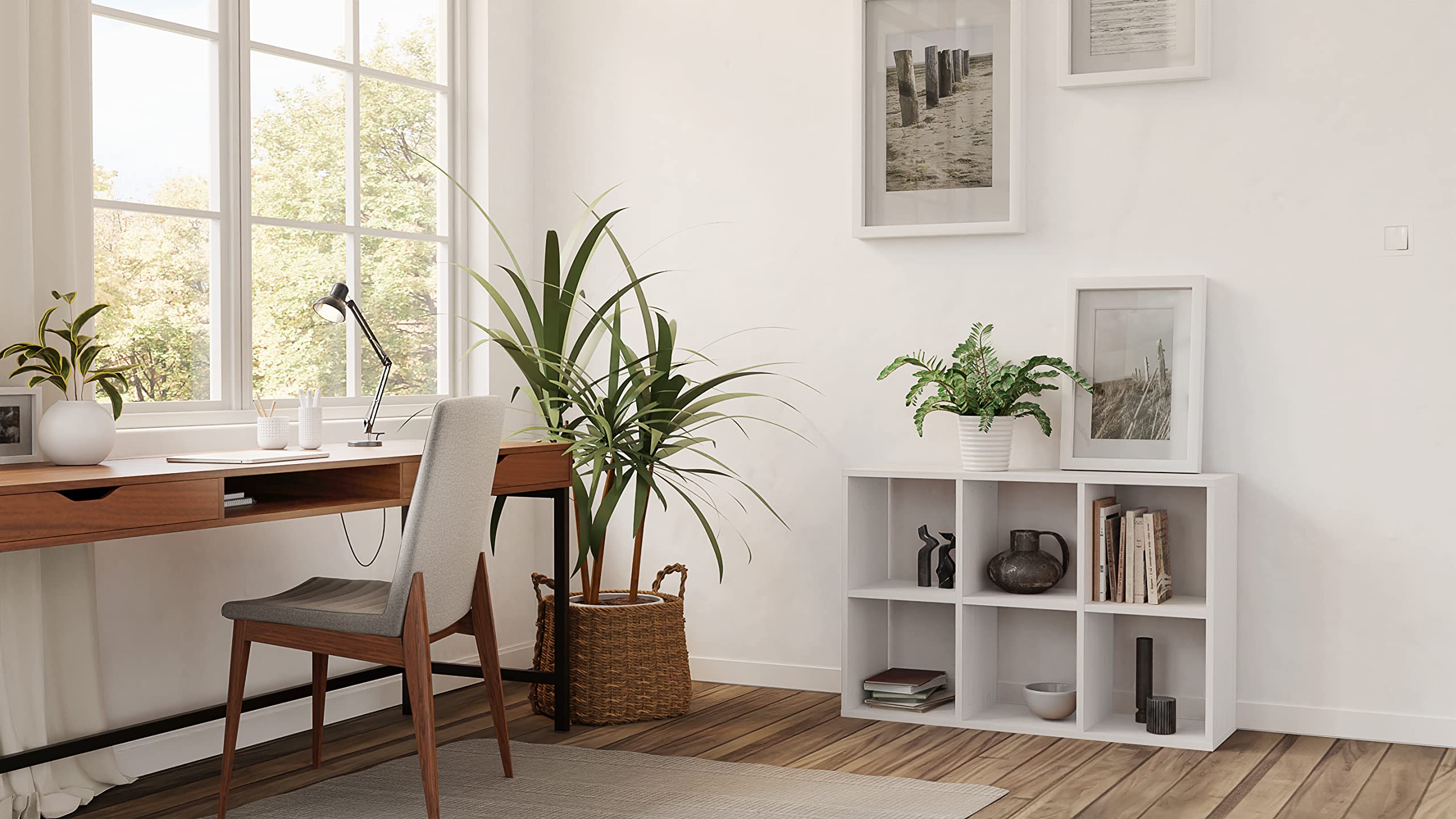 KLX Würfelregal Weiß 2x3 – Regal Würfel with 6 Fächern - Raumteiler Regal 100 x 67.4 cm - Bücherregal für Wohnzimmer und Büro