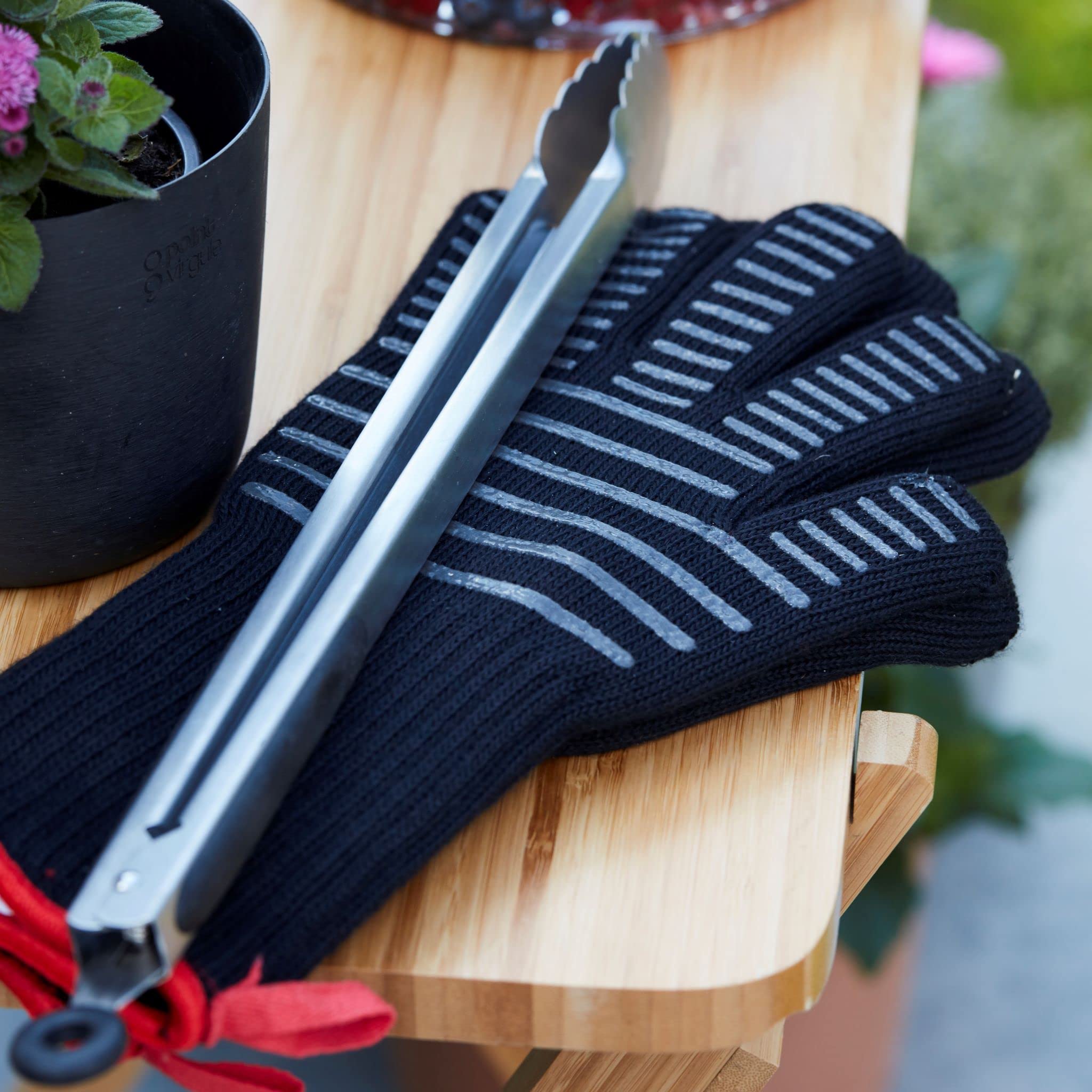 Barbecook Hitzebestaendige Grillhandschuhe, Premium Handschuhe Fuer BBQ, Grill, Kamin und Backofen in schwarz, 33 cm