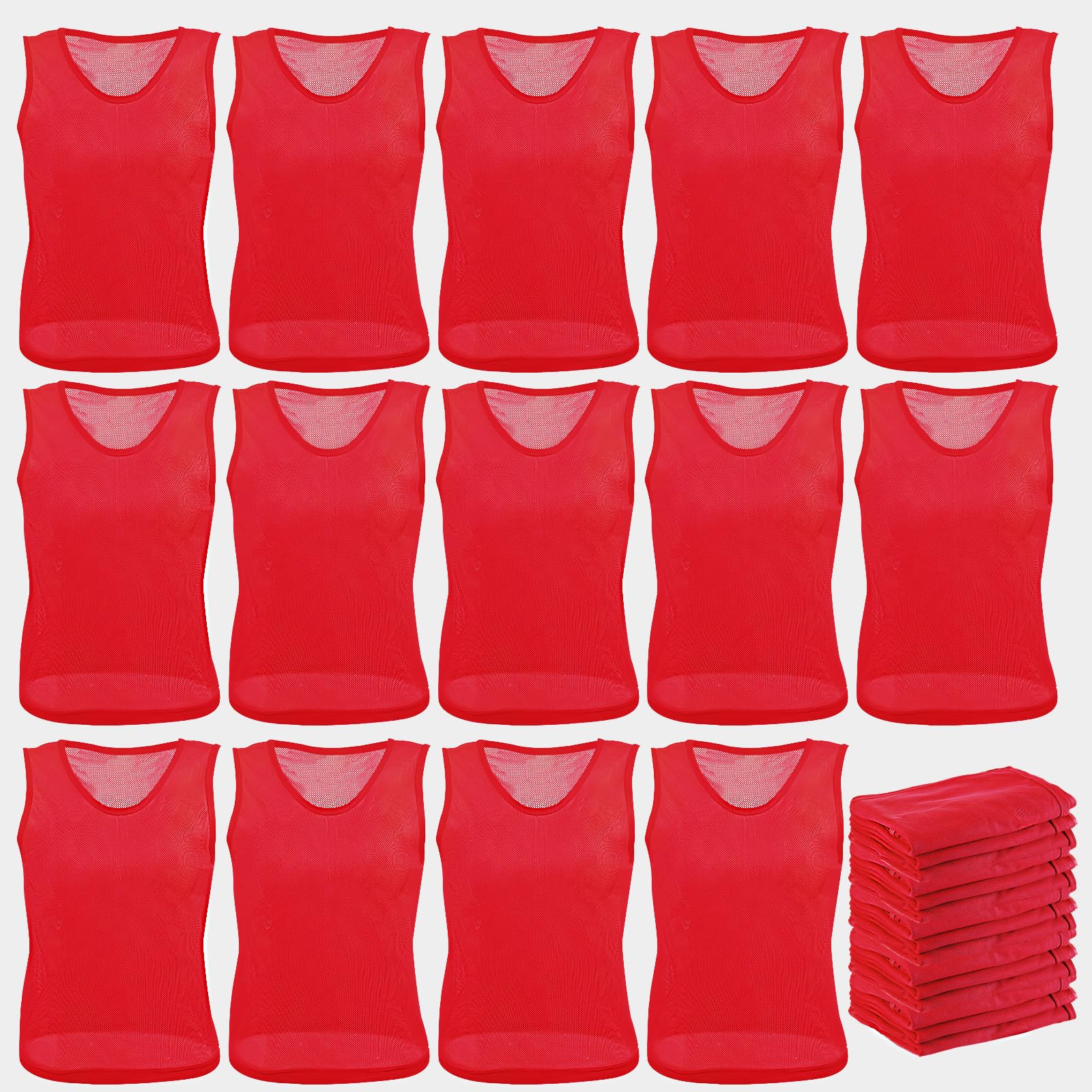 Newcotte 24 Pcs Pinnies Scrimmage Vests Team Practice Jersey Nylon Mesh Pennies for Soccer Basketball Sports