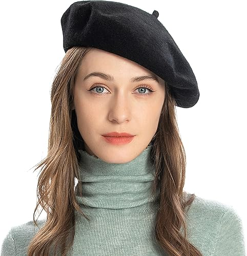 ZLYC - Gorro de boina francesa de lana para mujeres y niñas