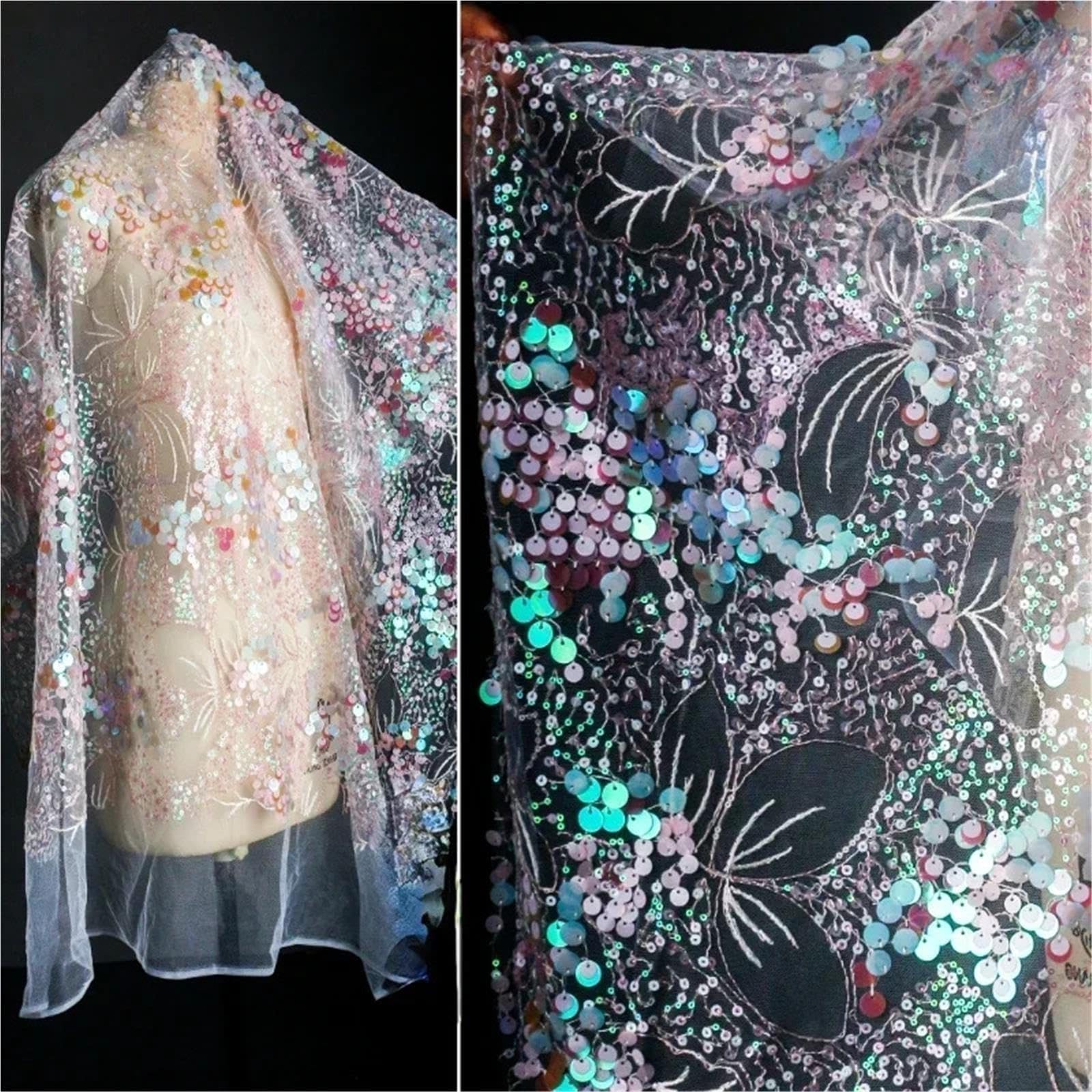 Tela De Organza Malla Lentejuelas Creativa