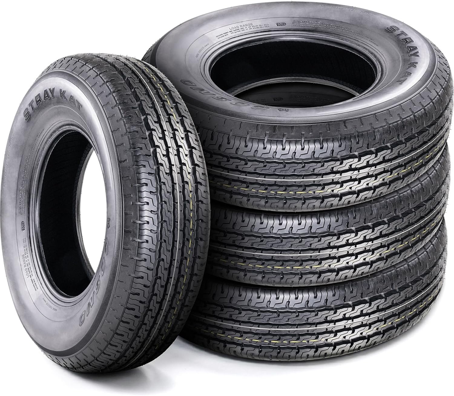 Set of 4 (FOUR) Cosmo Tires Stray Kat Semi-Steel Premium Trailer Radial Tires-ST215/75R14 215/75/14 215/75-14 108/103M Load Range D LRD 8-Ply BSW Black Side Wall