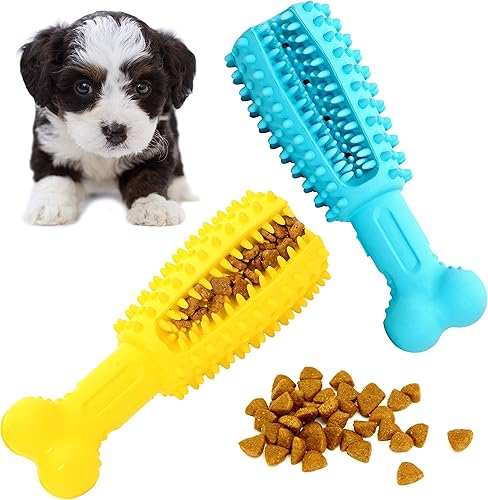 Youngever Paquete de 2 juguetes de golosinas para perros para limpieza de dientes de mascotas, masticar, buscar, dispensar alimentos (pequeño 4.8