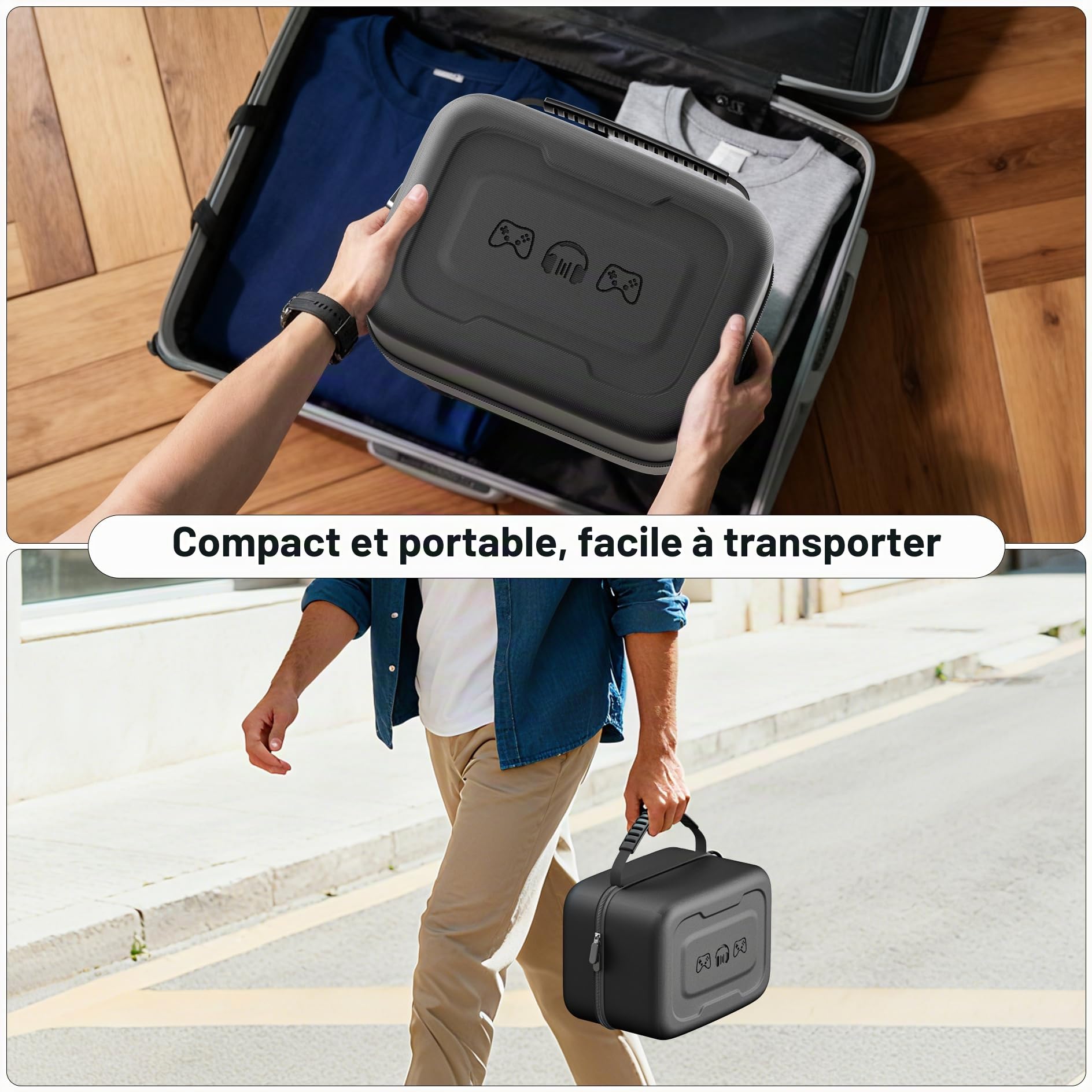 Étui de Transport Switch Universel Grande Capacité, Pochette Switch pour Casque Audio et Manettes de Jeu, Poches de Rangement et Protection Léger et Portable pour Accessoires Gaming (Noir)